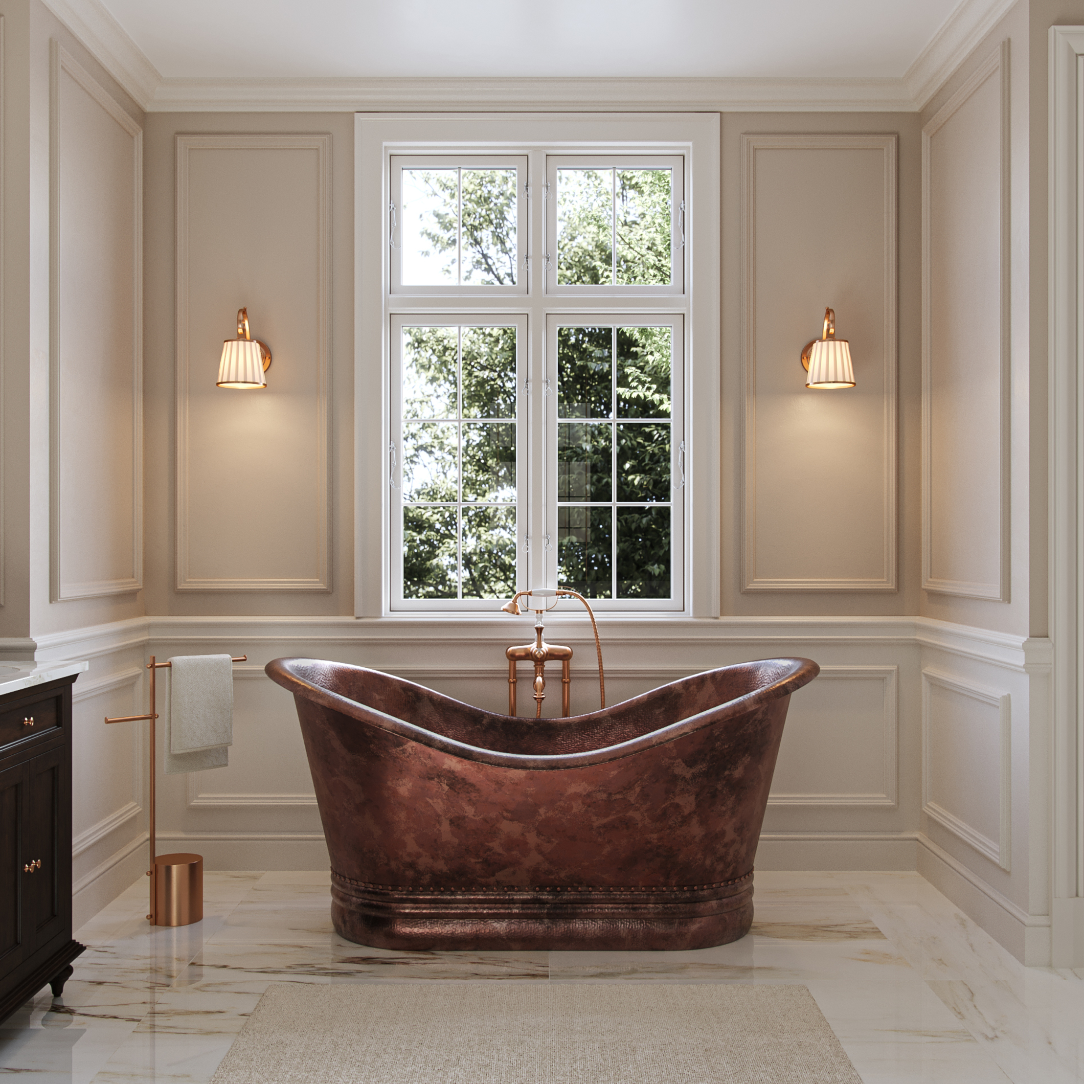 Eyre Copper Double Slipper Bathtub