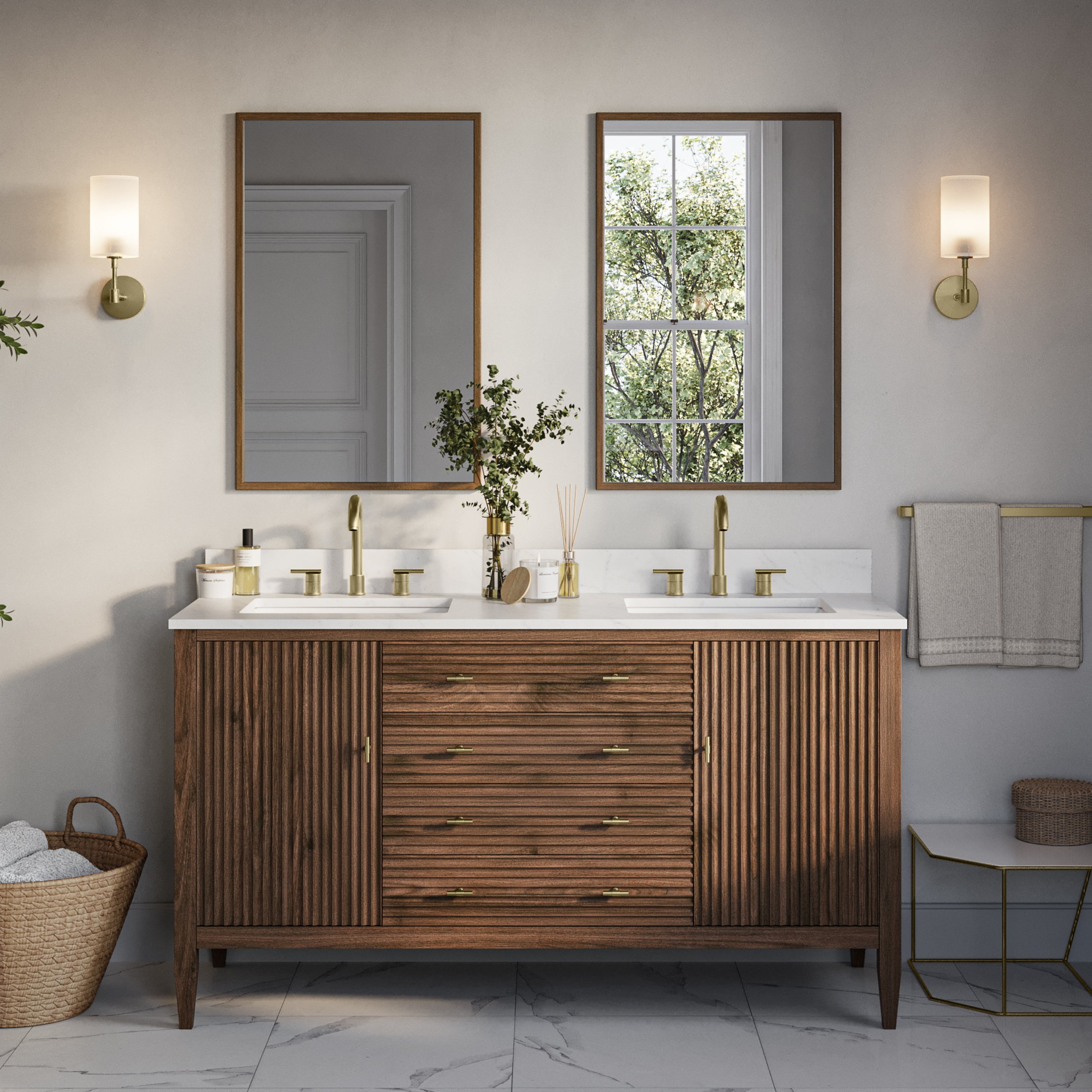 Valmont 60 Inch Fluted Vanity Base