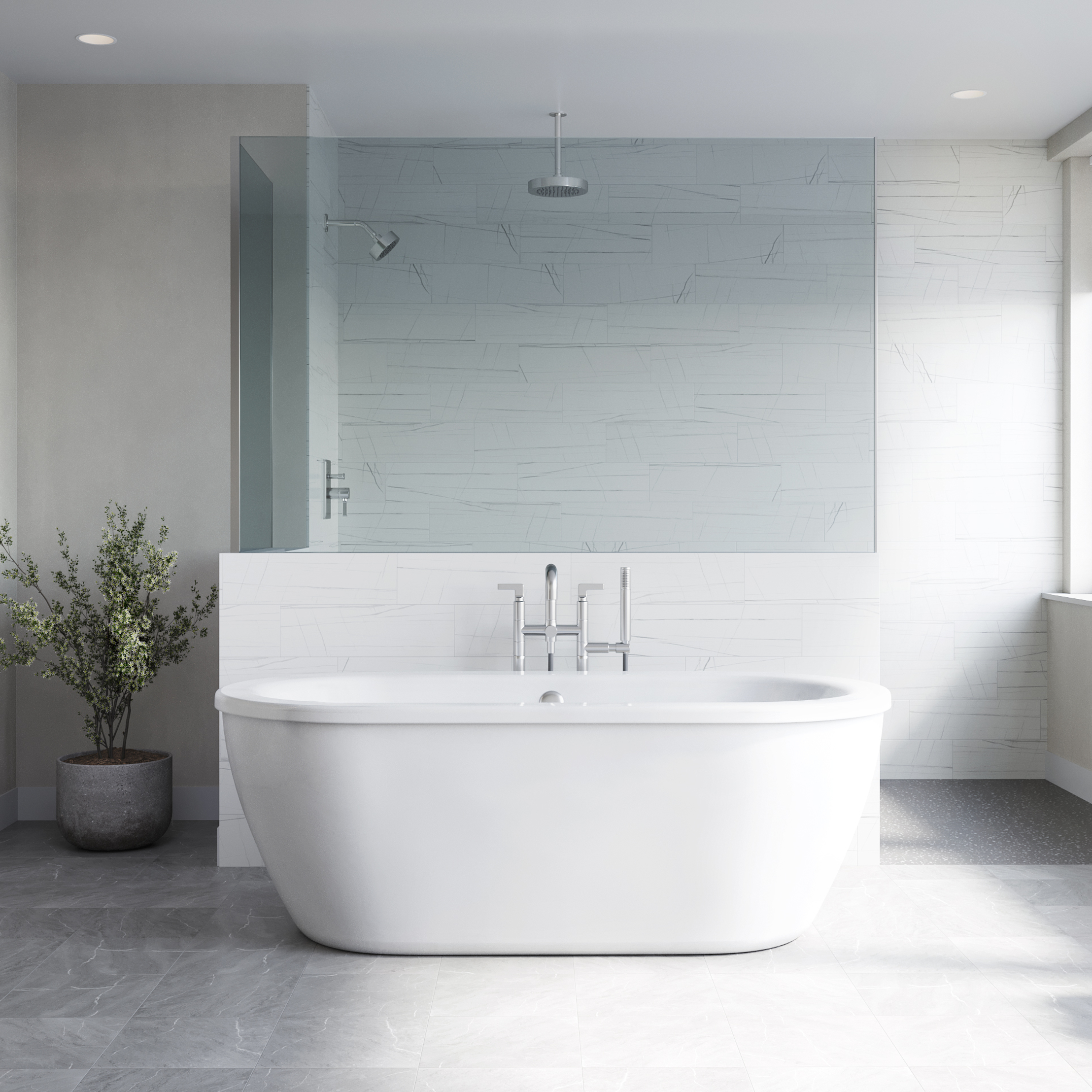 Corin 66 x 32-Inch Freestanding Bathtub With Drain Chrome Finish