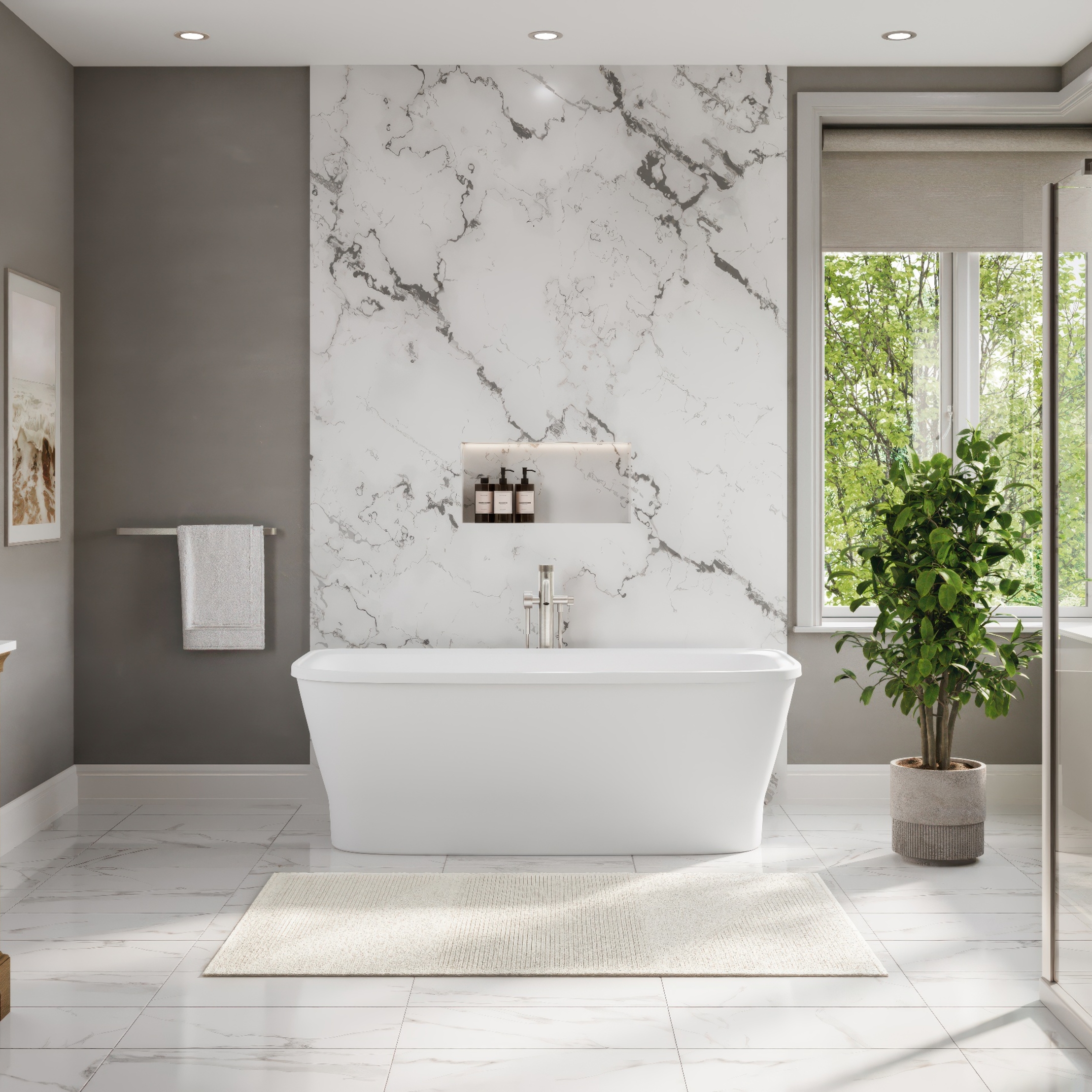 Brecken Freestanding Bathtub With White Drain and Overflow