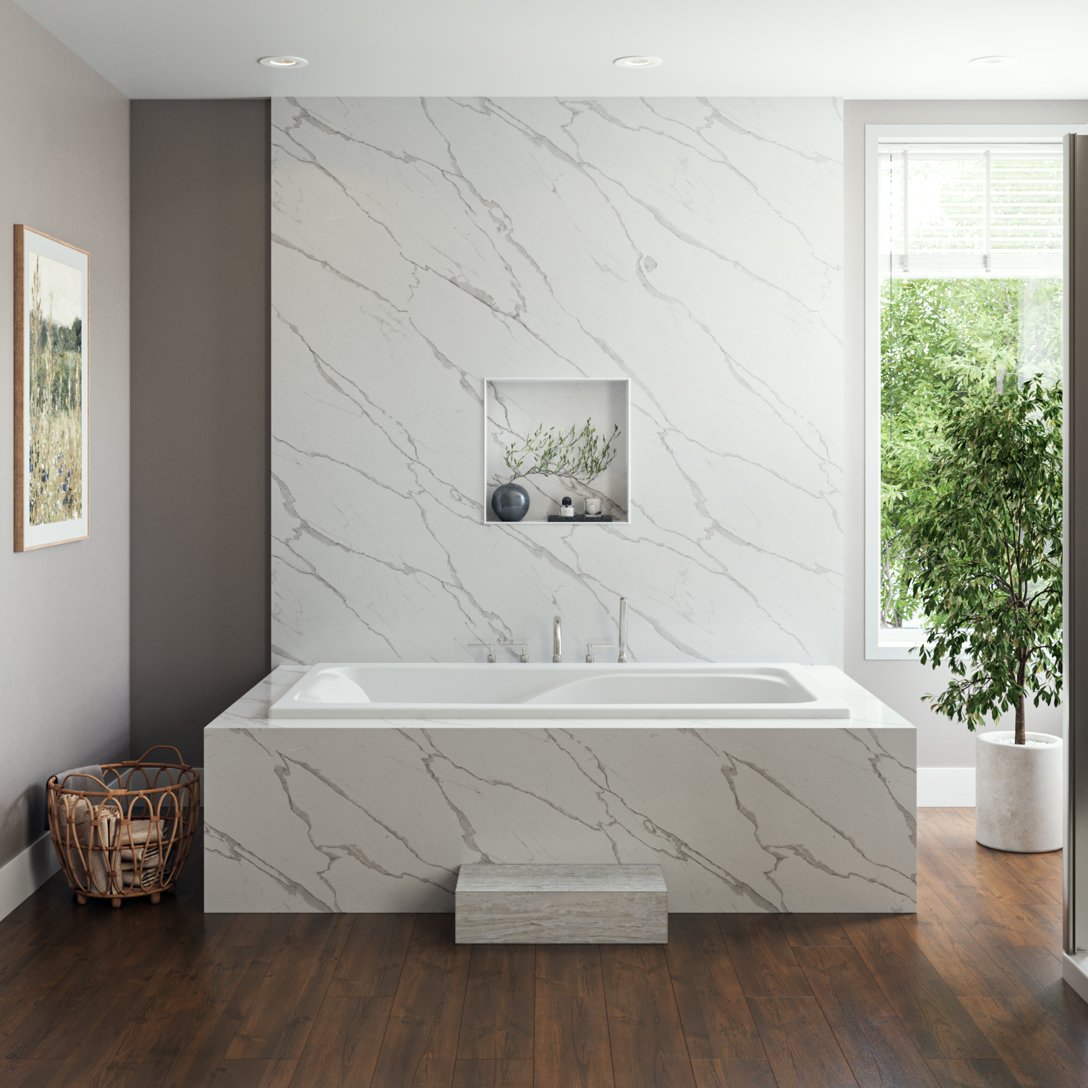 Brielle 72 x 42-Inch Drop-In Bathtub With Hydromassage System