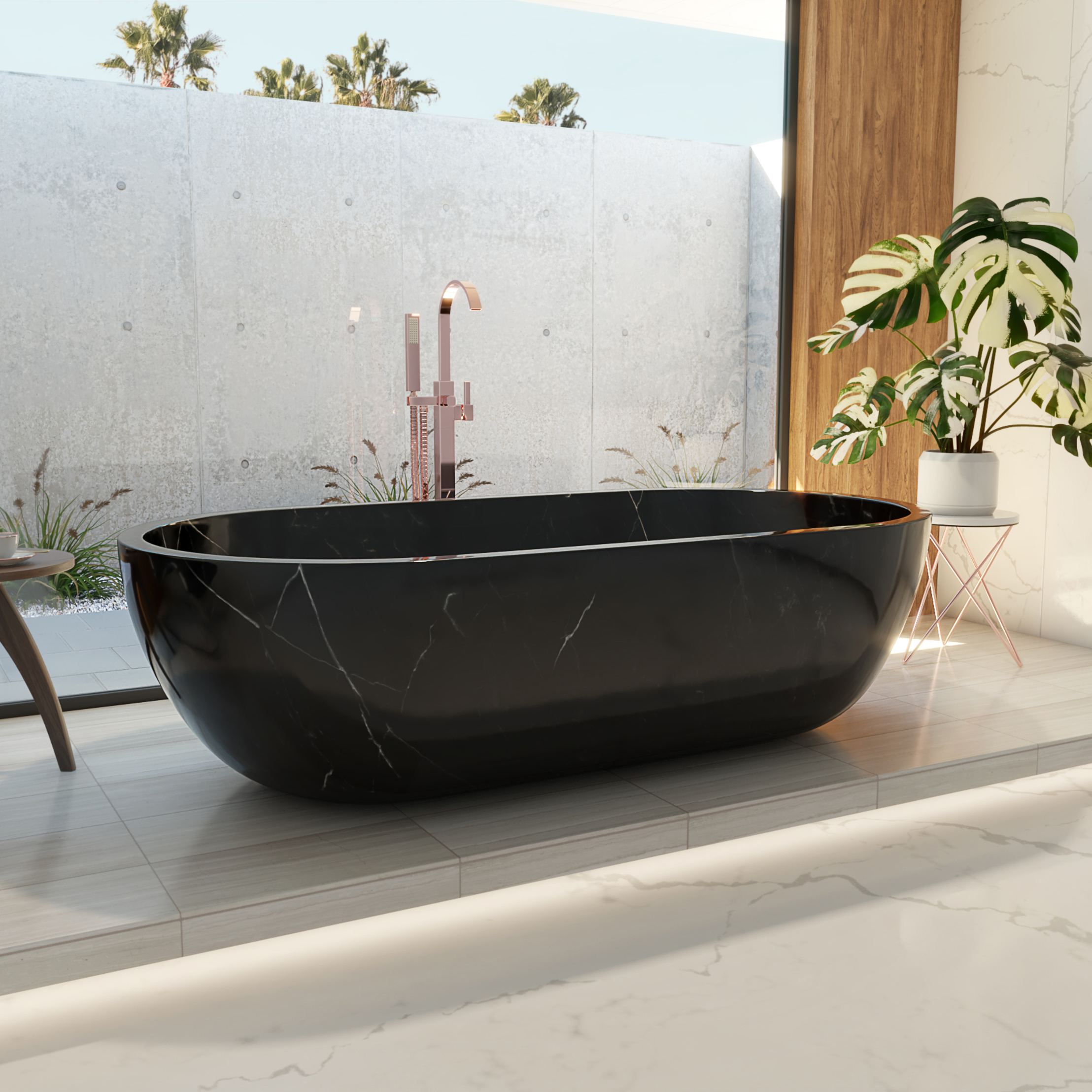 Monte Carlo 75 Inch Double Ended Marble Stone Tub