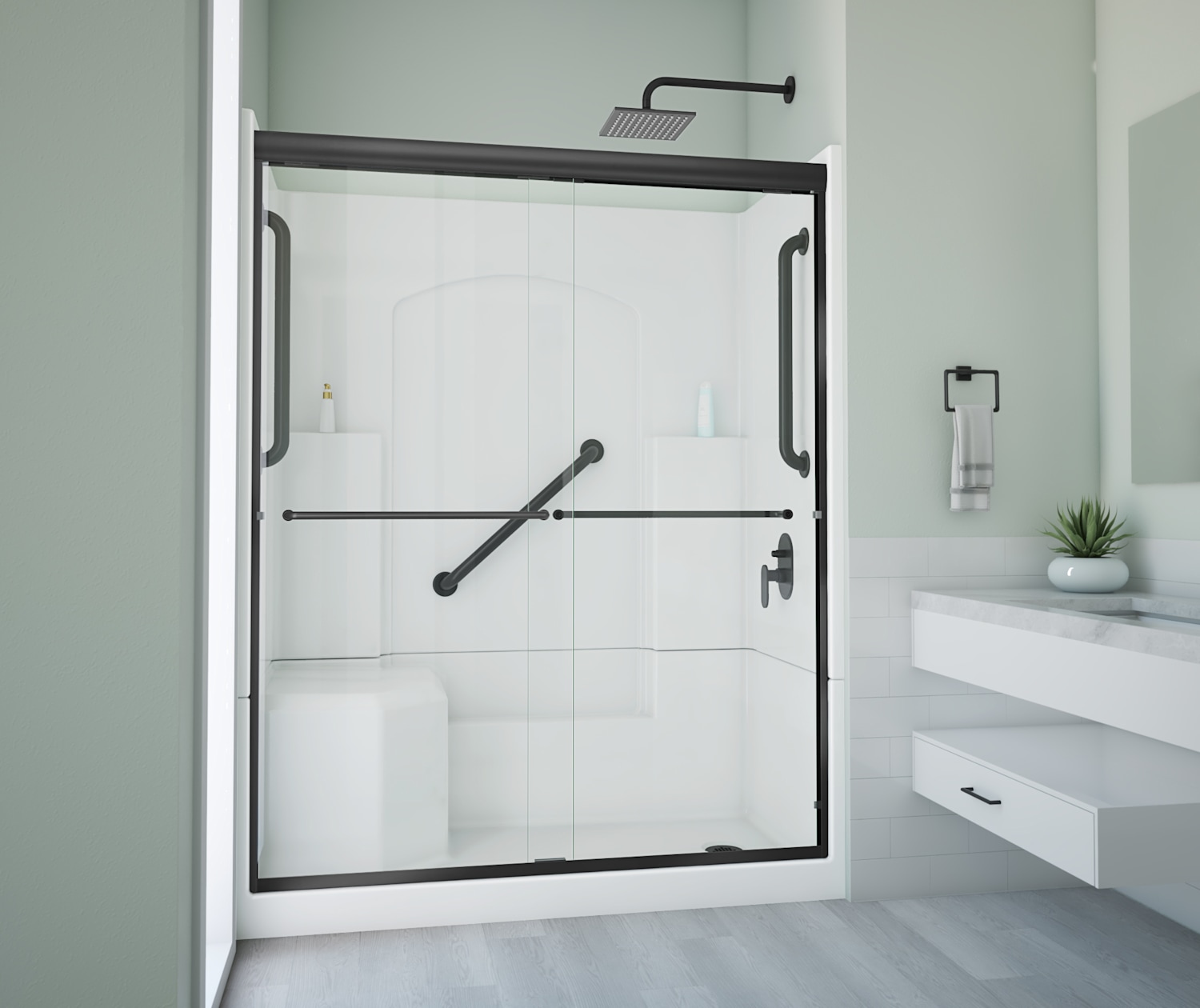 LAUREL-MOUNTAIN-RAMER-BACKWALL-SHOWER-DOOR-KIT-RS354-60W-32D-MB-DECO-W