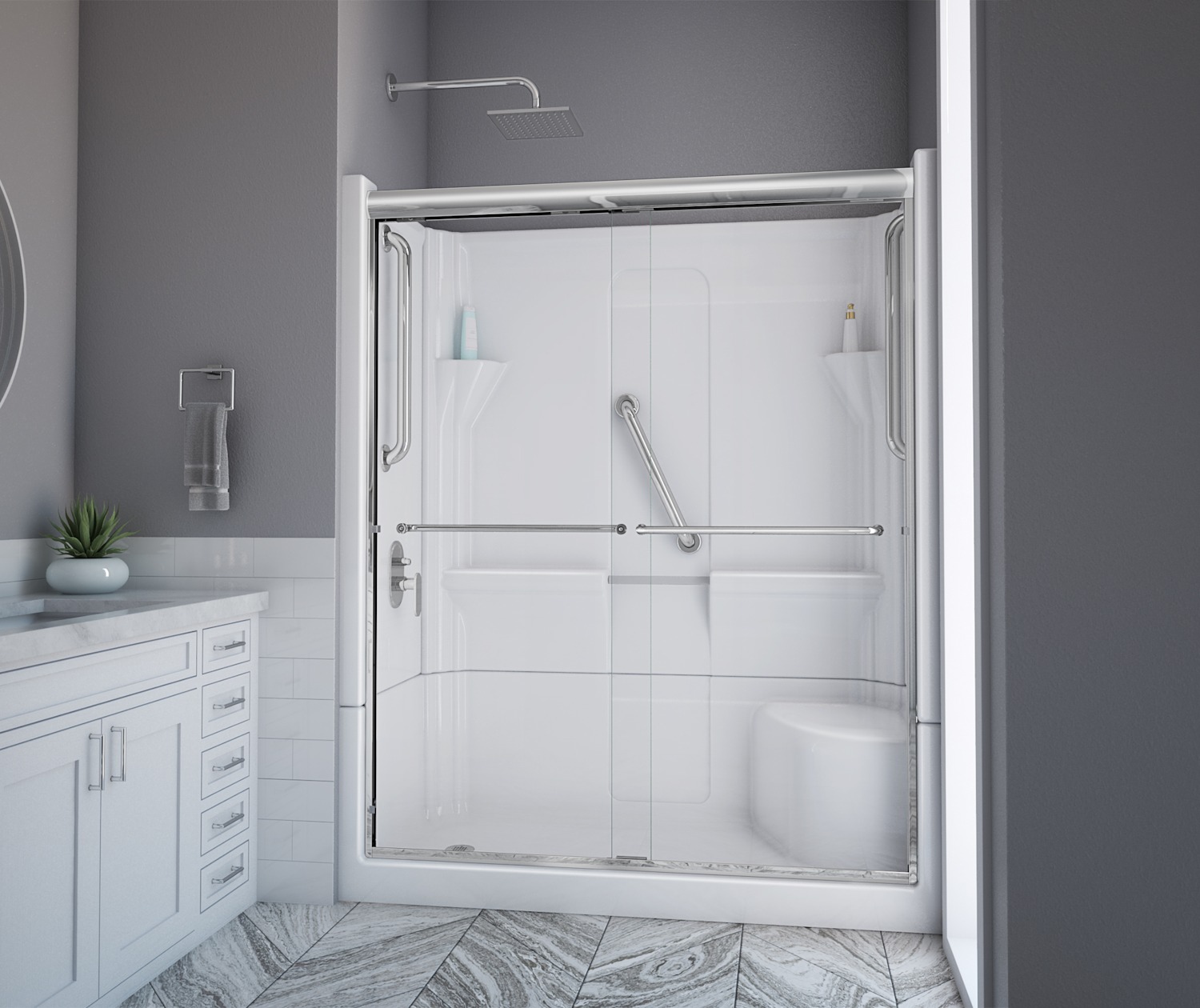 LAUREL-MOUNTAIN-ALMEDIA-BACKWALL-SHOWER-DOOR-KIT-RS349-60W-30D-CH-DECO-W