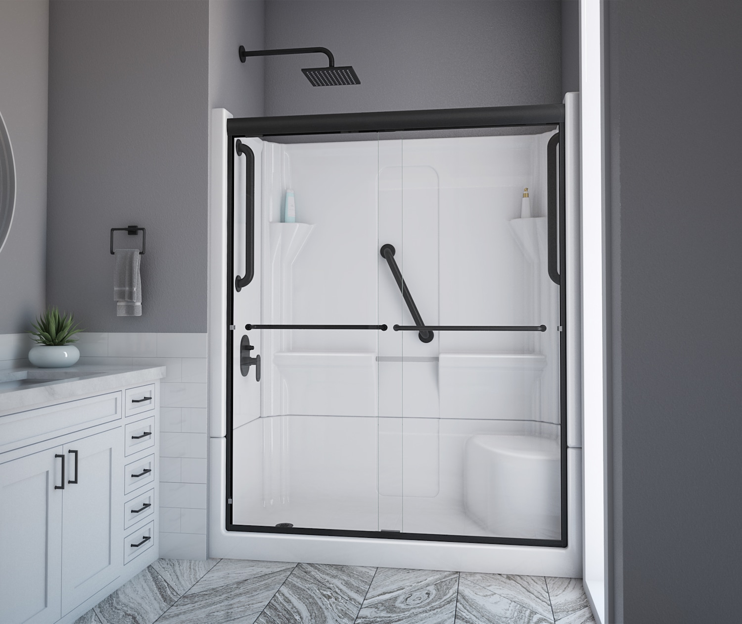 LAUREL-MOUNTAIN-ALMEDIA-BACKWALL-SHOWER-DOOR-KIT-RS349-60W-30D-MB-DECO-W