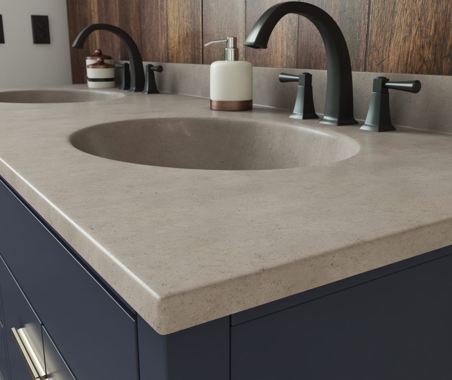 VT2B2261 Ellipse 22 x 61 Double Bowl Vanity Top in Sandstone Vanity