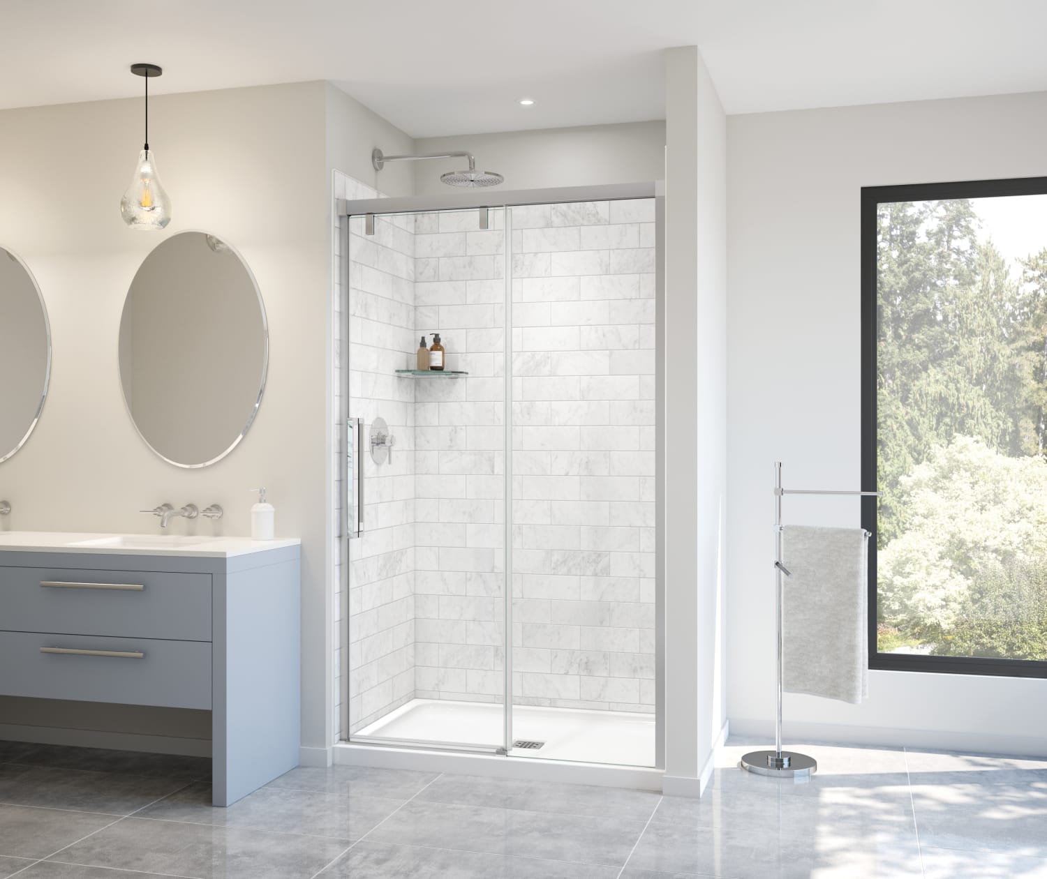 Uptown 4447 x 76 in. 8 mm Sliding Shower Door for Alcove Installation