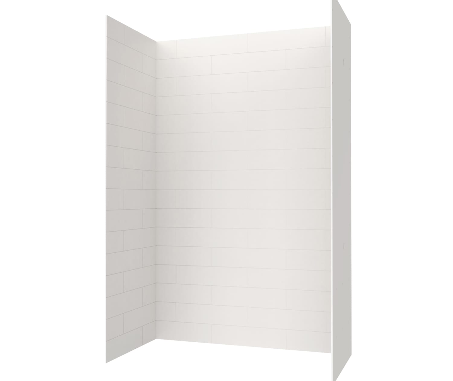 36 in. x 62 in. x 72 in. 3-piece Solid Surface Subway Tile Easy Up Adhesive Alcove Shower Surround in White 36 in. x 62 in. x 72 in. 3-piece Solid Surface Subway Tile Easy Up Adhesive Alcove Shower Surround in White