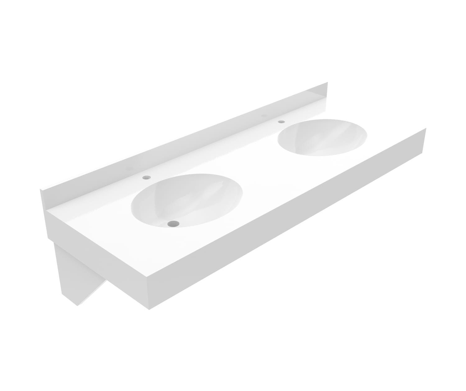 CH2B2273 Chesapeake 22 x 73 Double Bowl Vanity Top in White