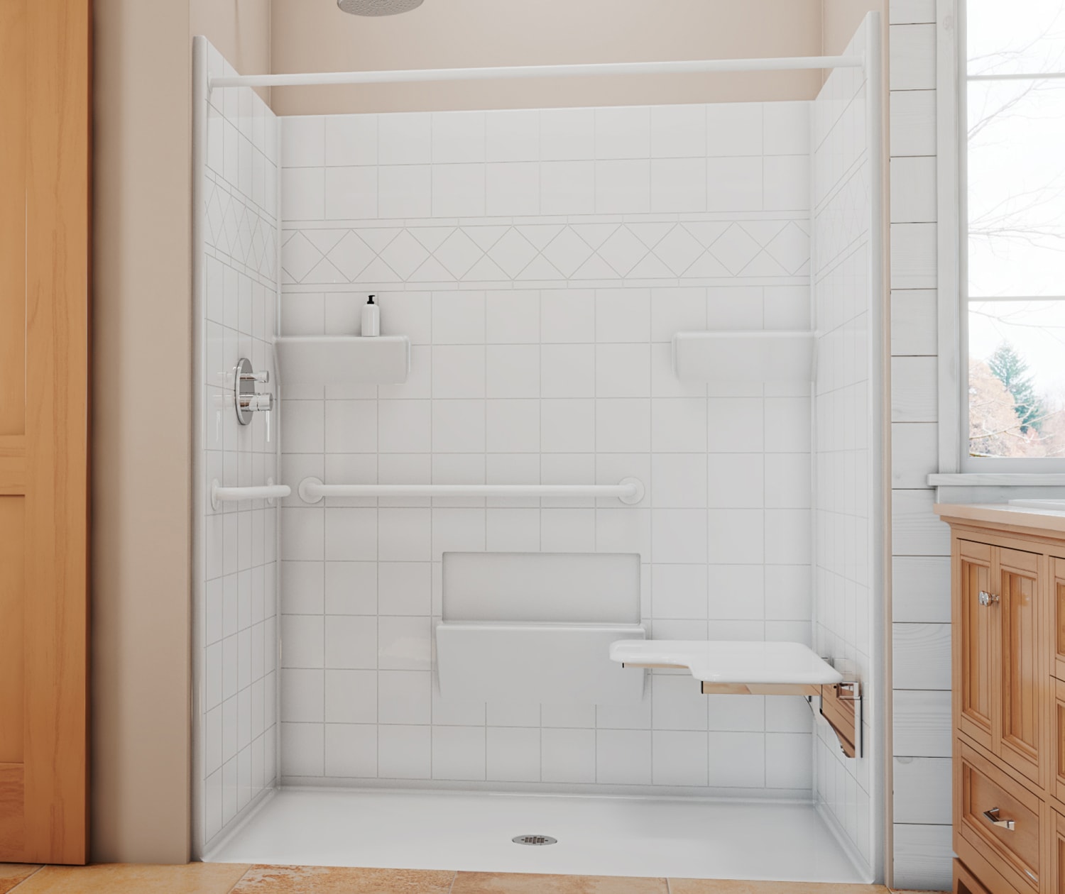 Roll in shower stall store