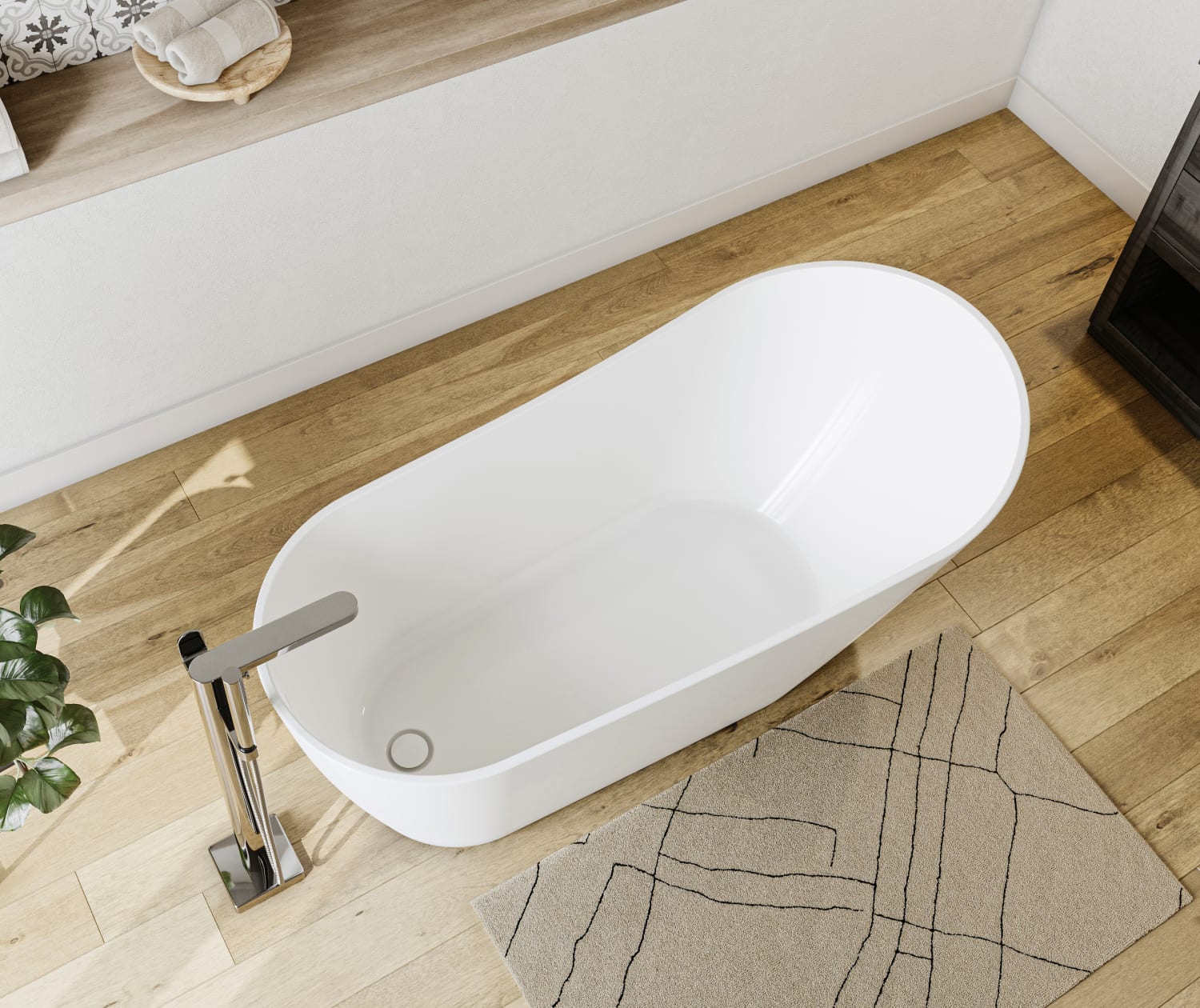 Sinfoni 59 x 28 Acrylic Freestanding End Drain Bathtub in