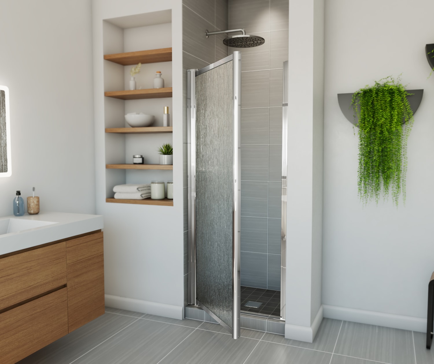 Pivolok 27-28 ¾ x 64 ½ in. Pivot Shower Door for Alcove