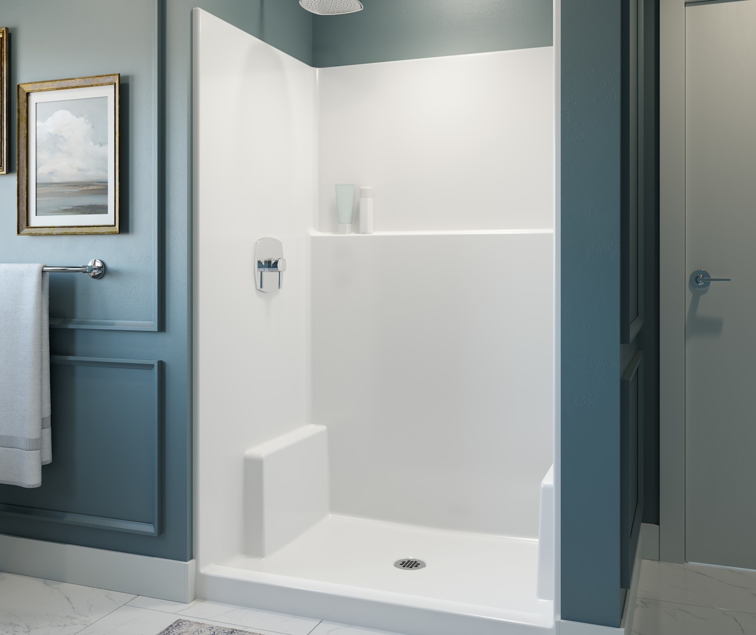 アシンメトリー　梅柄 Icon SH4836 AcrylX™ Alcove Center Drain One-Piece Shower in