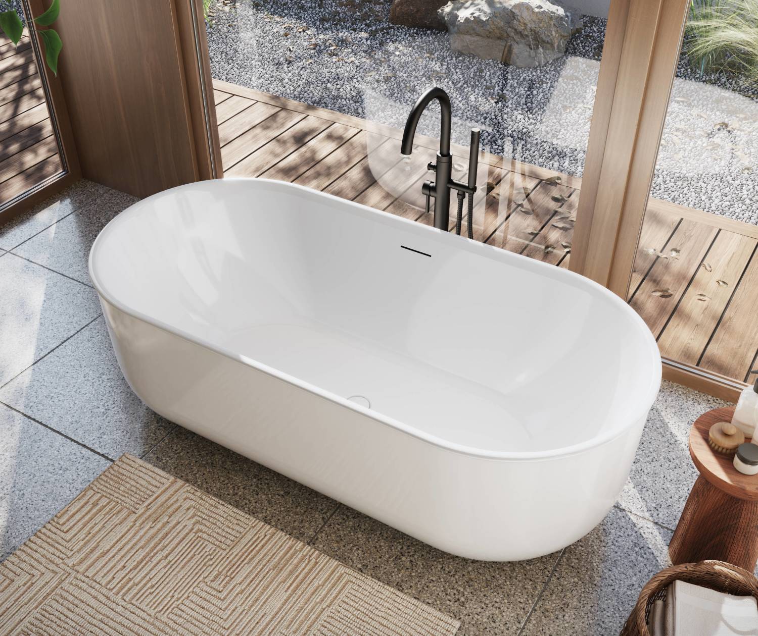 Ommu 6732 Acrylic Freestanding Center Drain Bathtub in White Ommu 6732 Acrylic Freestanding Center Drain Bathtub in White