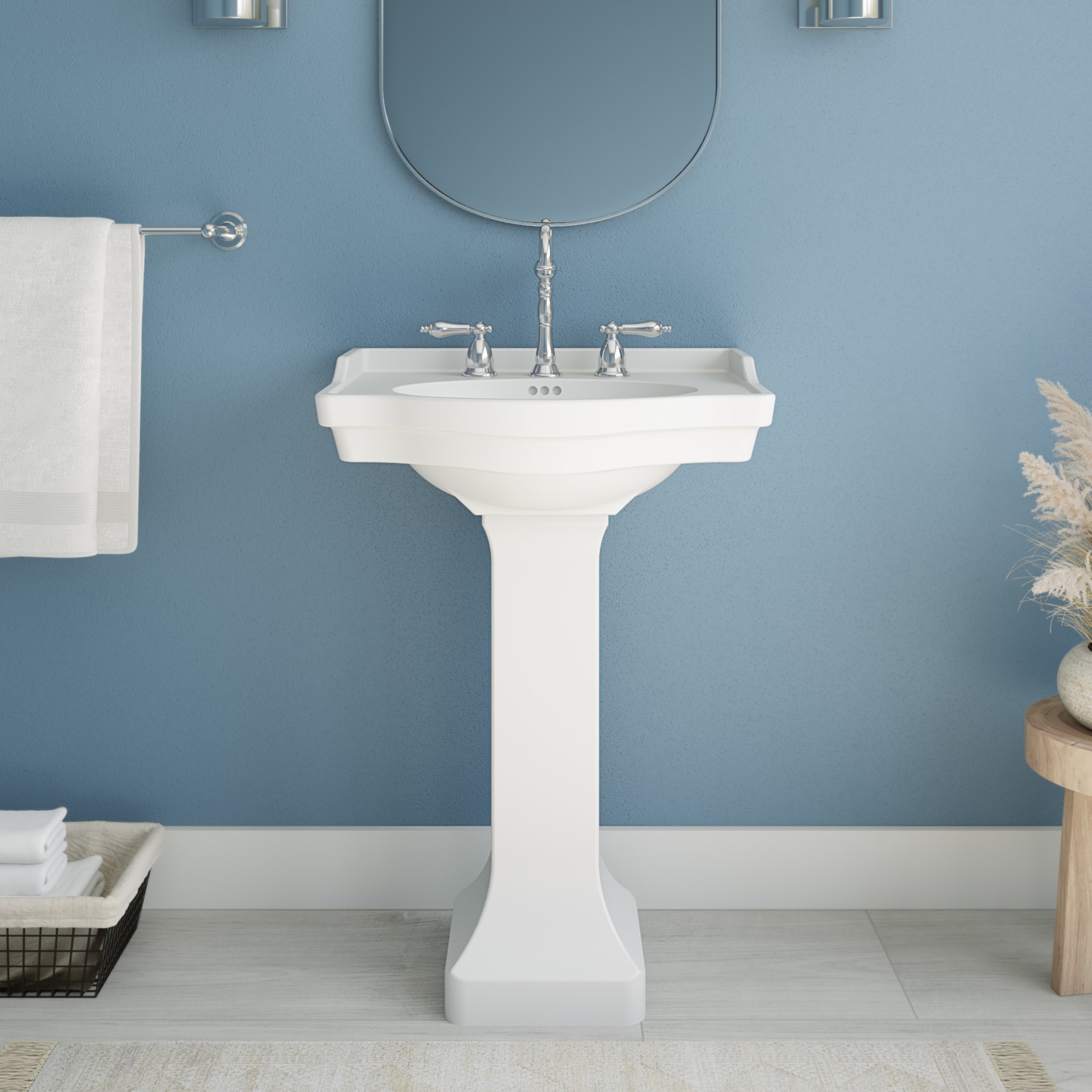 Nile 24 in. W x 36 in. H Pedestal Sink, 8 in. Faucet Drilling