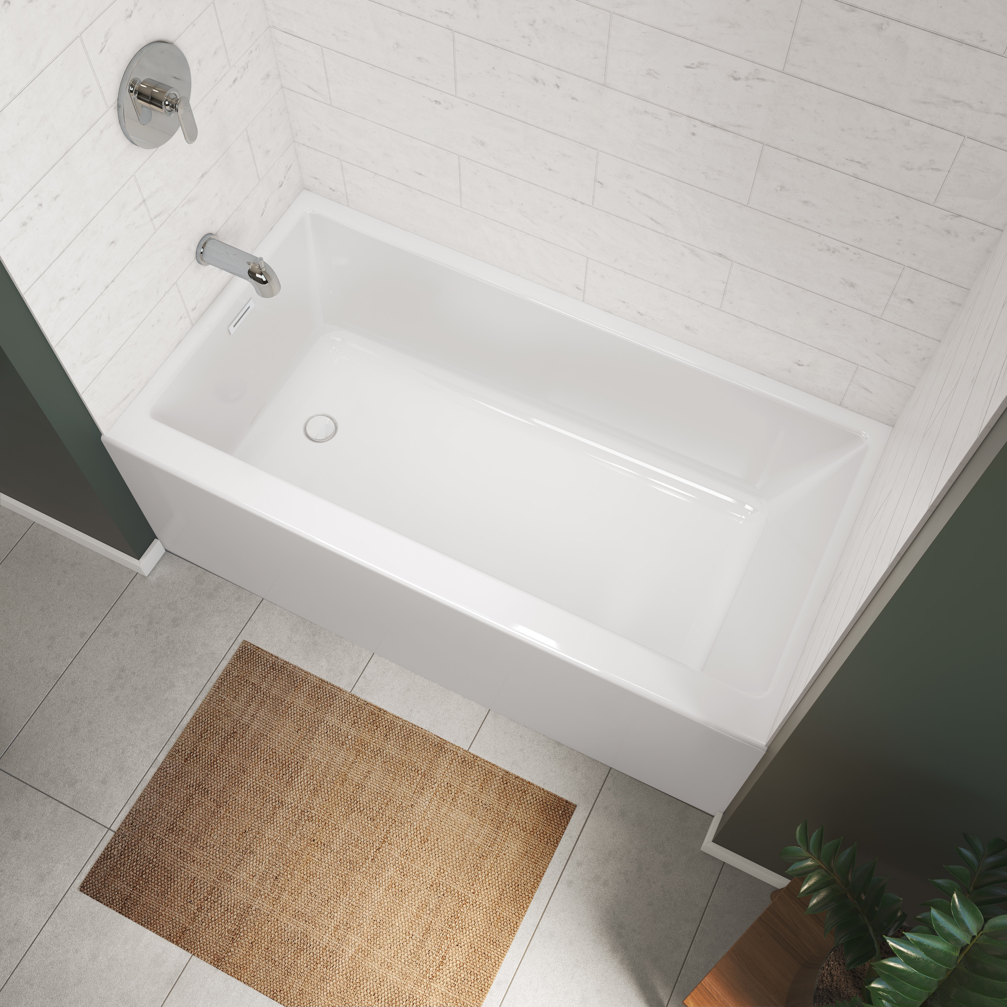 Rubix 6030 AFR Acrylic Alcove Left-Hand Drain Bathtub in White