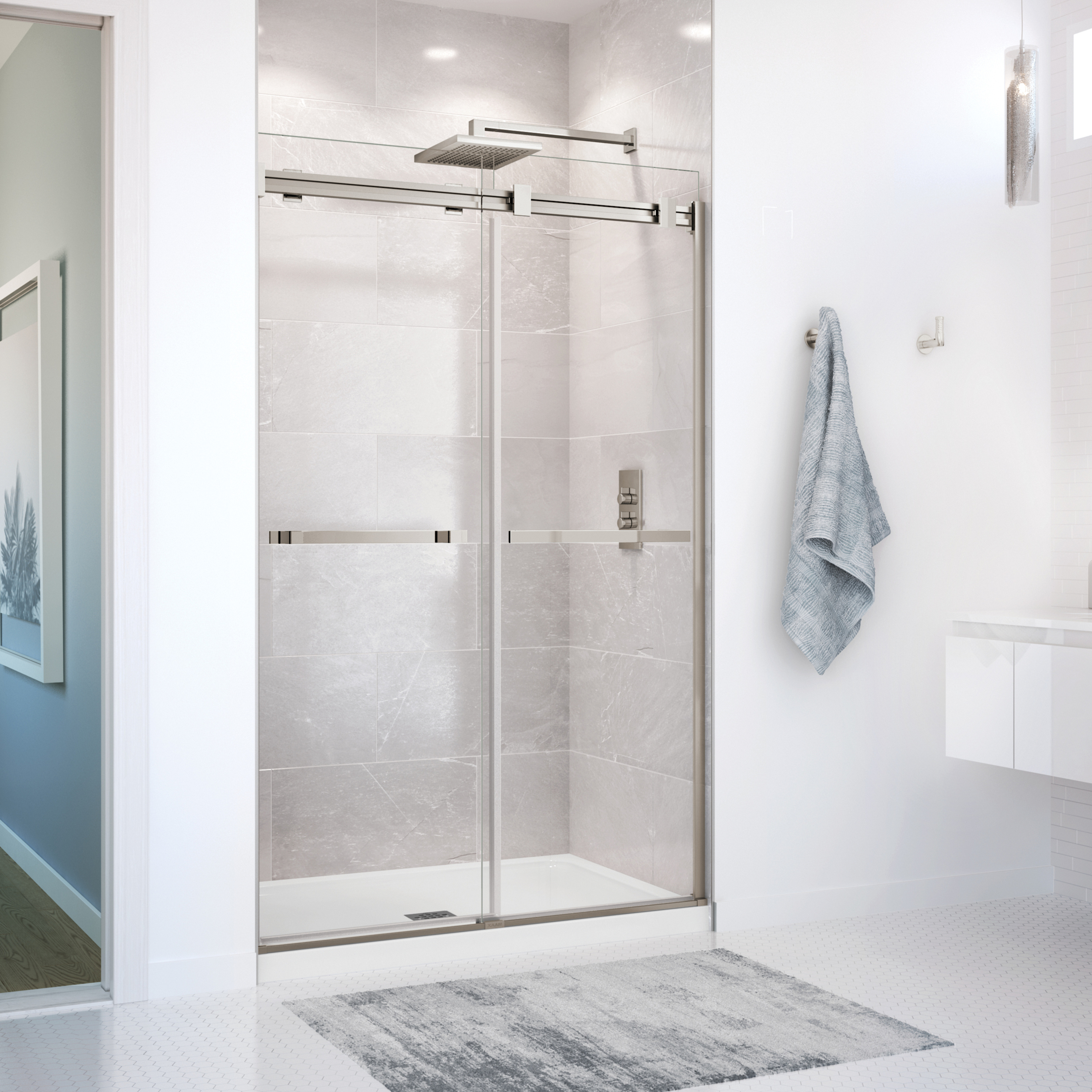 Duel 44-47 x 70 1/2-74 in. 8 mm Bypass Shower Door for Alcove