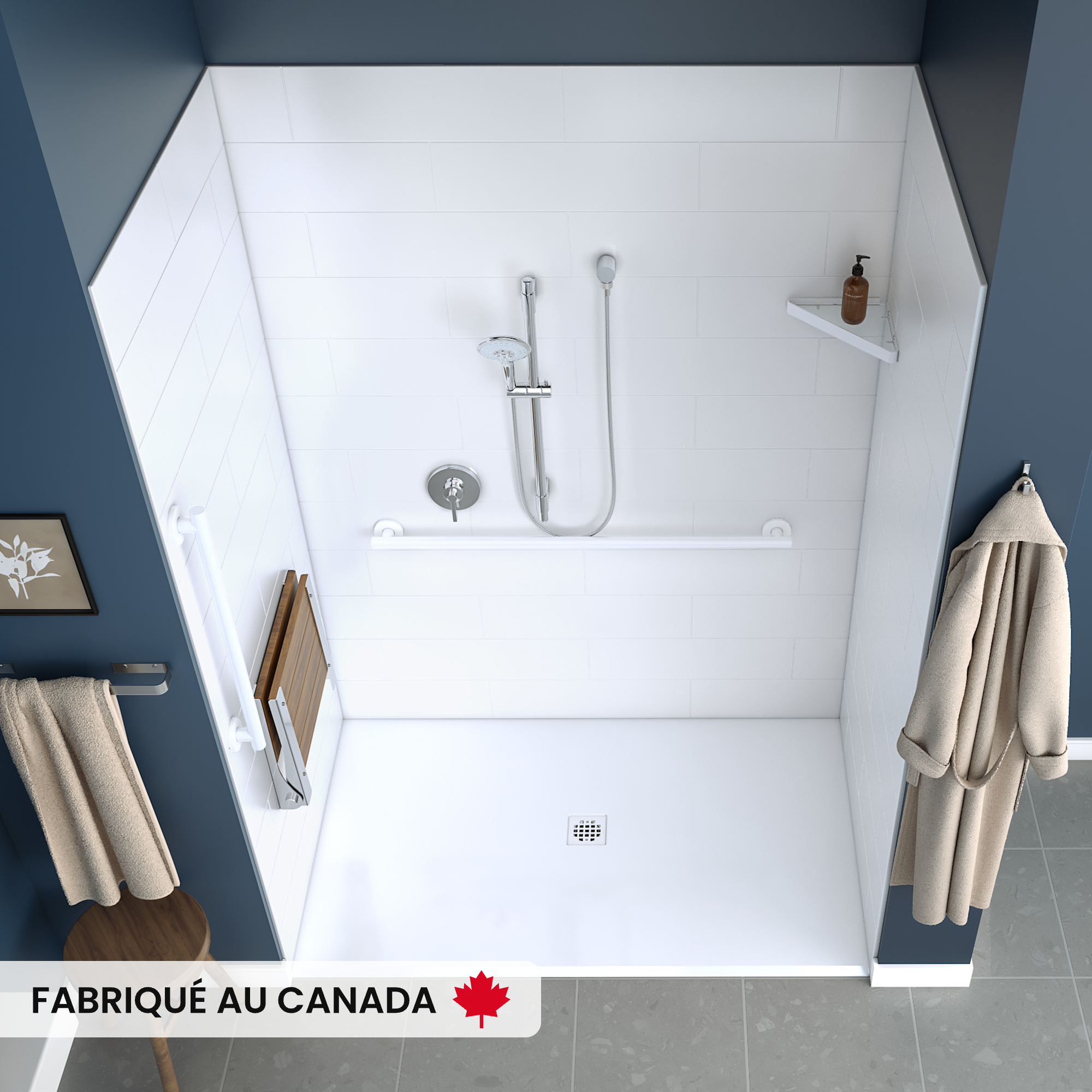 MAAX-ACOLYTE-107933-BASE-6238-CENTER-DRAIN-WALL-KIT-RS783-WH-DECO-W-SEAT-UP-TOP