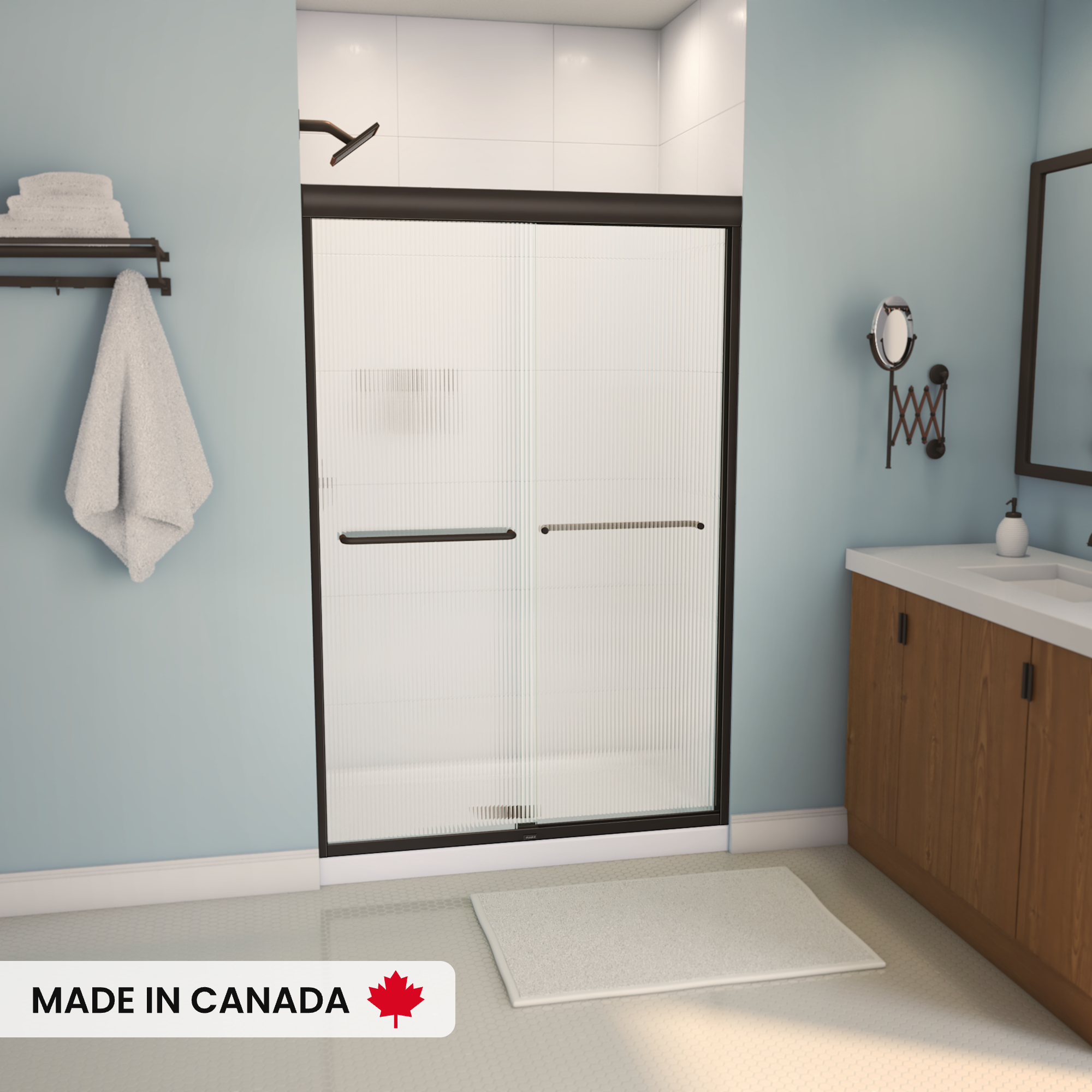 MAAX-AURA-47W-SHOWER-DOOR-RS738-FLUTED-DB