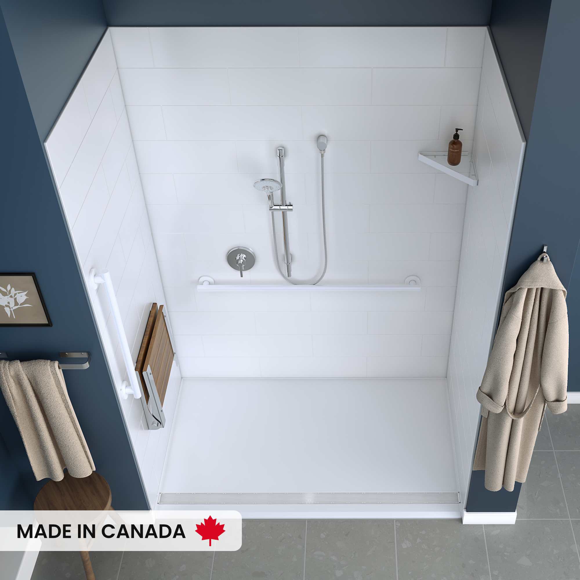 MAAX-ACOLYTE-141510-BASE-6238-TRENCH-DRAIN-WALL-KIT-RS783-WH-DECO-W-SEAT-UP-TOP