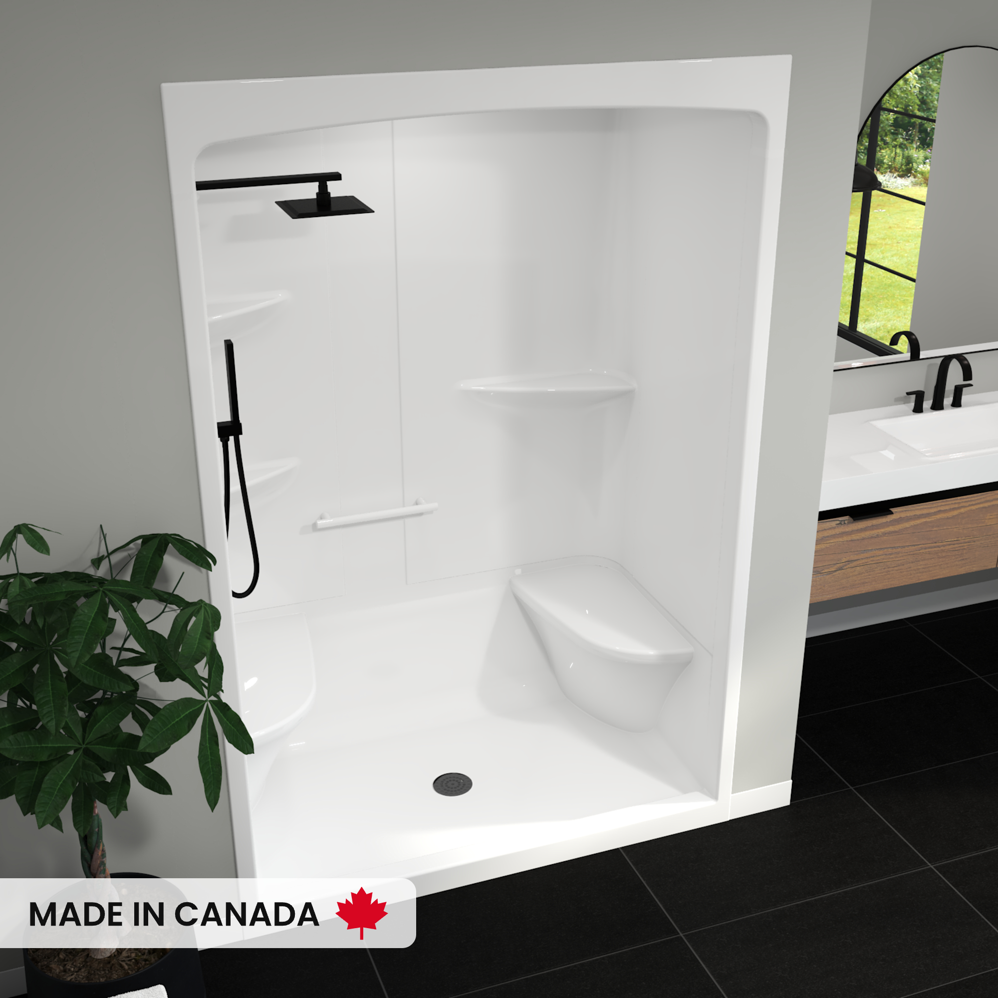 Camelia SHR-6034 Acrylic Alcove Center Drain Left and Right Molded