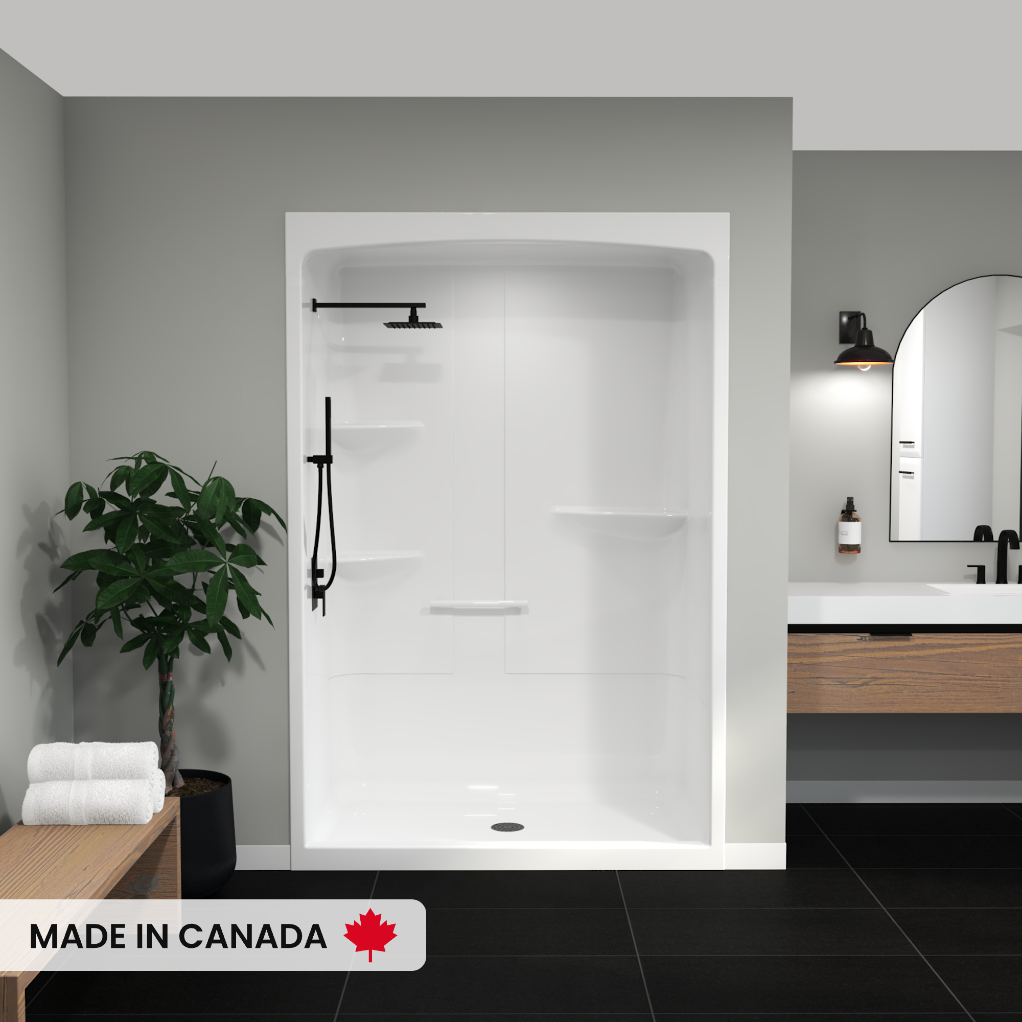 Camelia SHR-6034 Acrylic Alcove Center Drain No Seat One-Piece