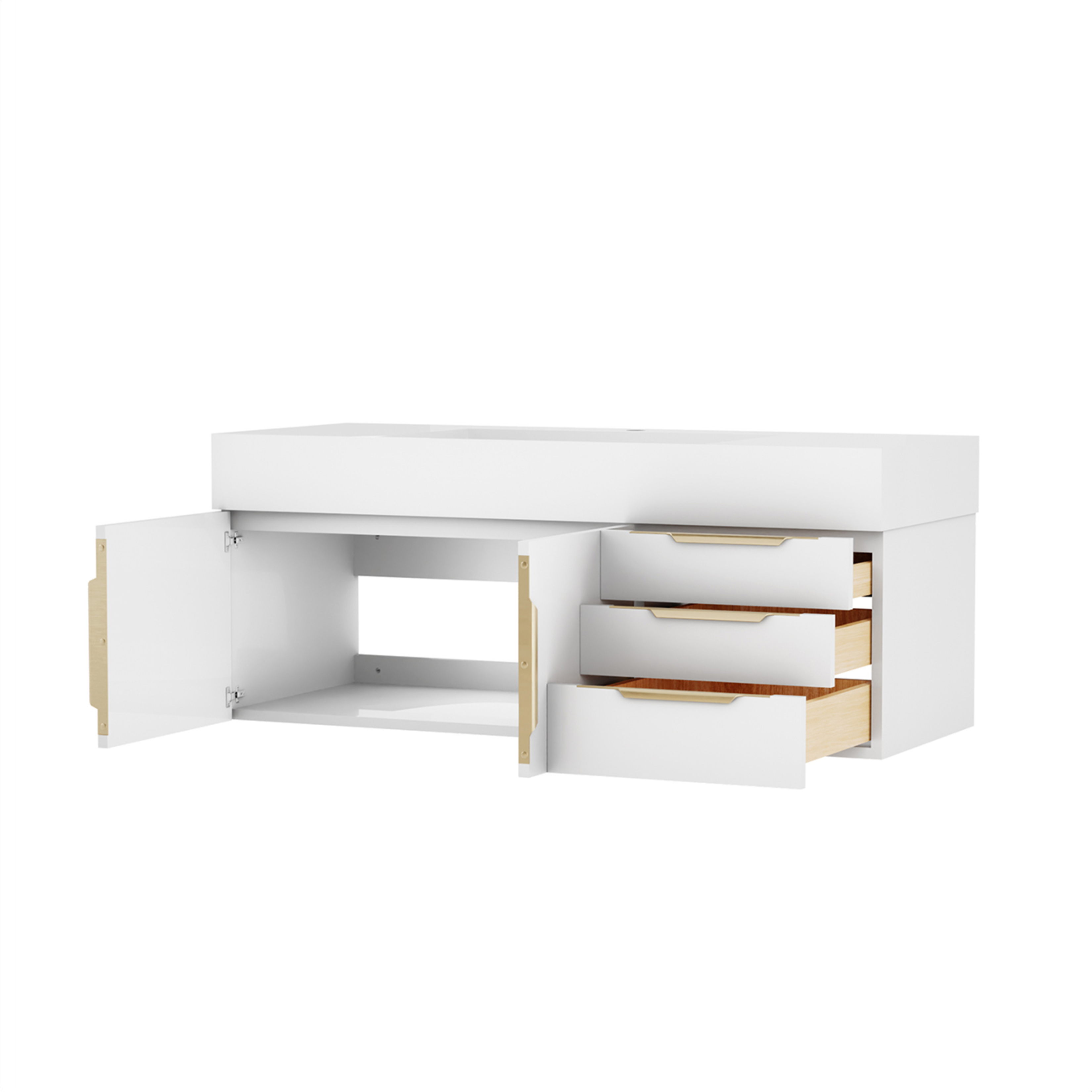 Zidea 48 in. Floating Single Integral Sink Vanity in White with