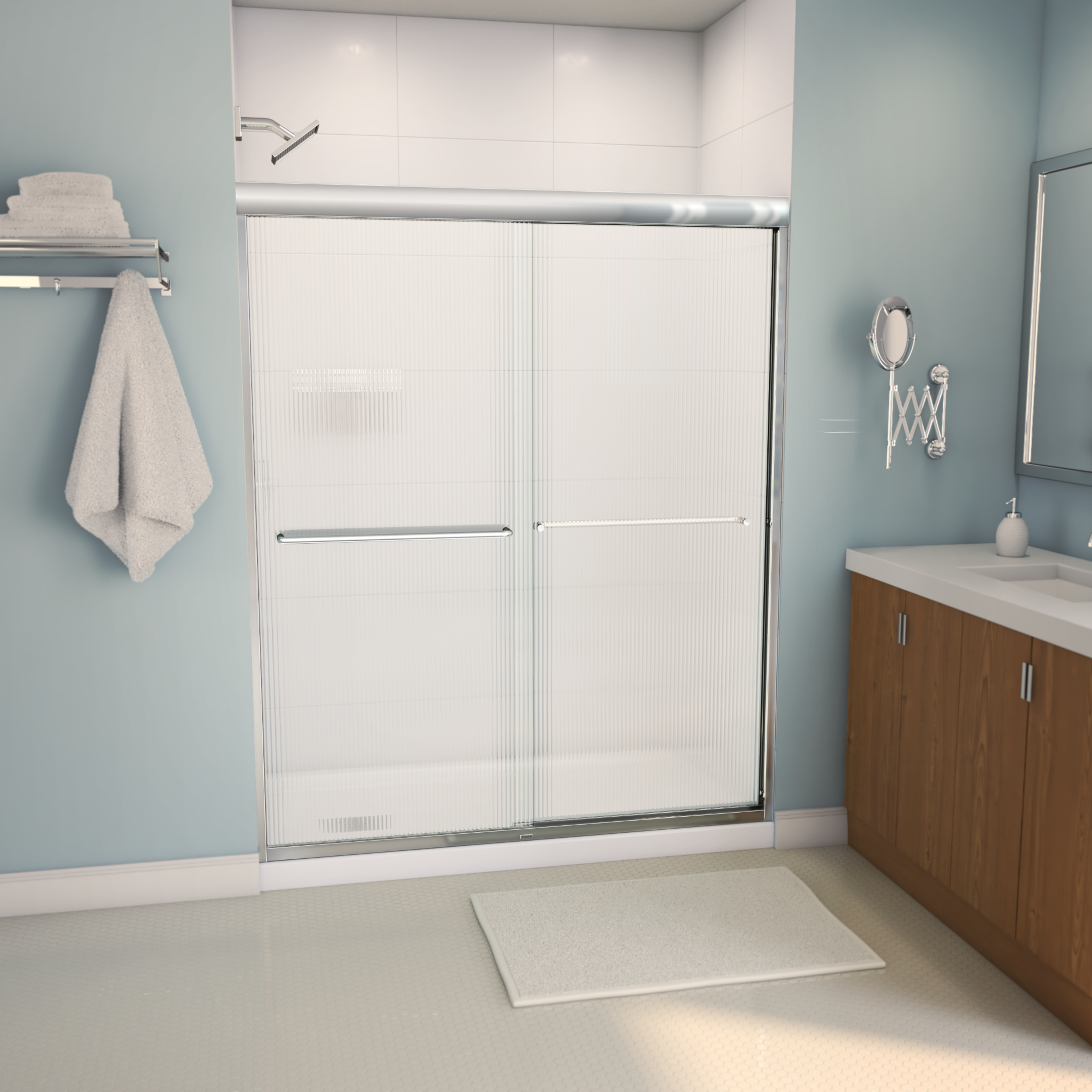 KDS 3060 AFR AcrylX Alcove Center Drain Four-Piece Shower in