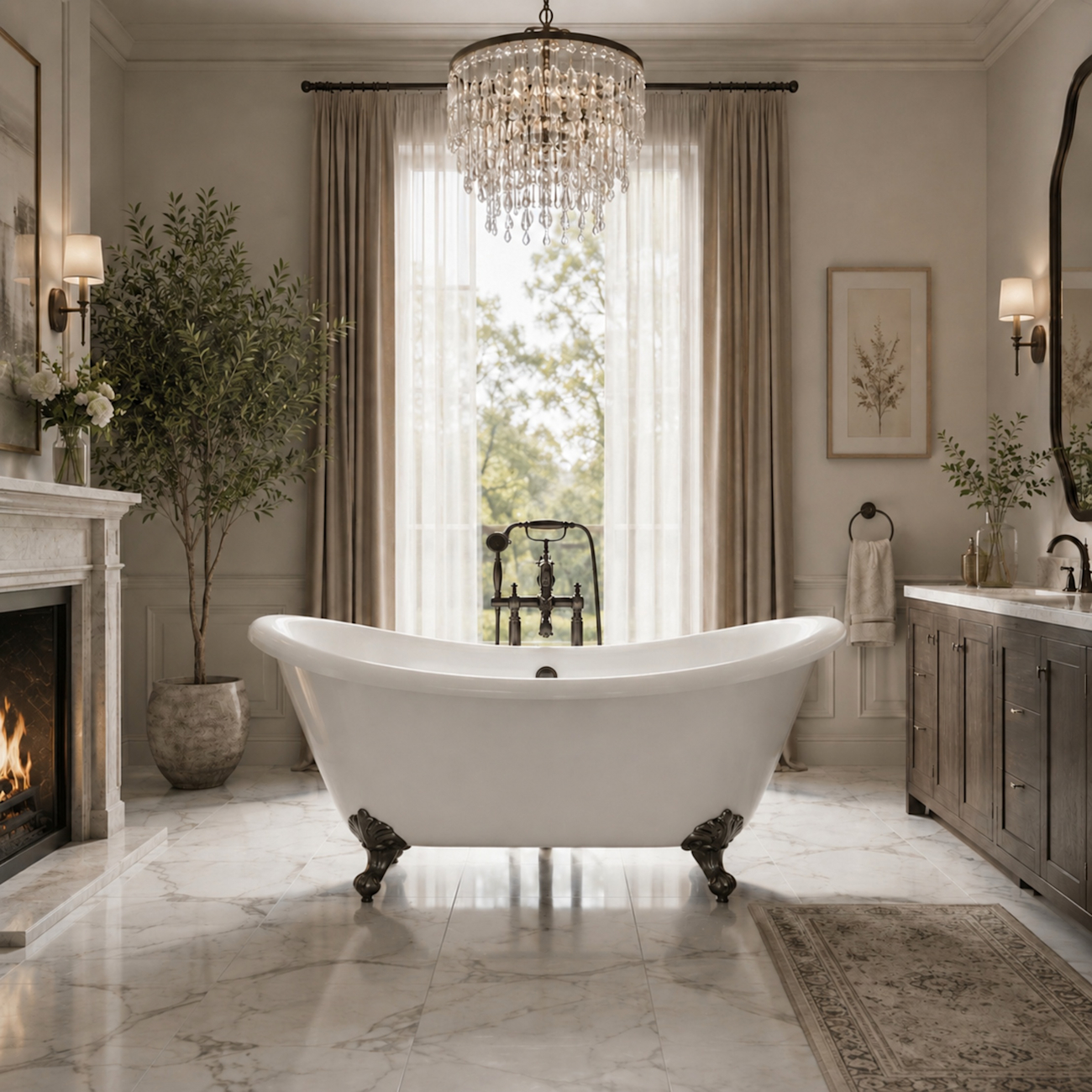 Dillion II 69 Inch Acrylic Double Slipper Clawfoot Tub - Imperial Ball and Claw Feet