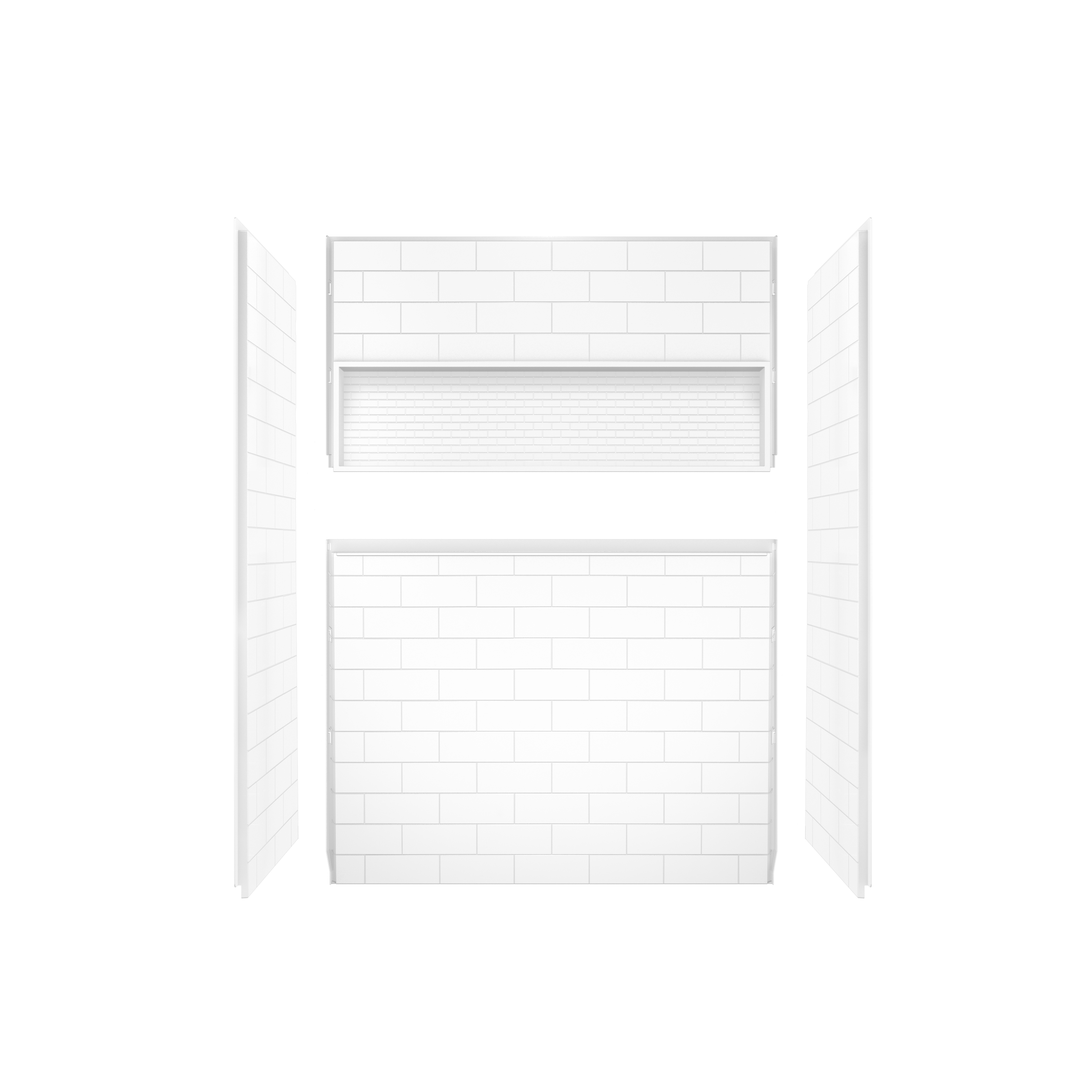 NexTile Alcove Shower Kit 32 in. L x 60 in. W x 78 in. H with ShowerCast base Right Hand in White