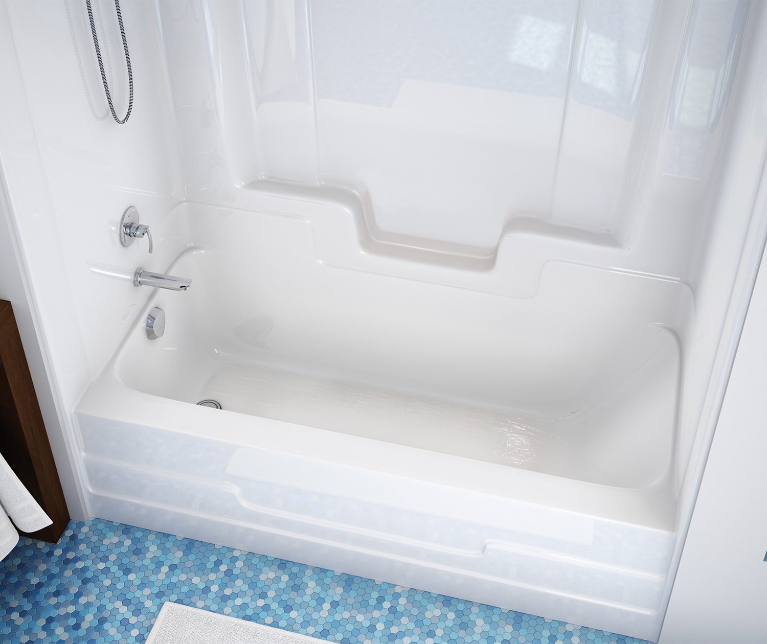 Nordica 59 x 33 AcrylX Alcove LeftHand Drain OnePiece Tub Shower in