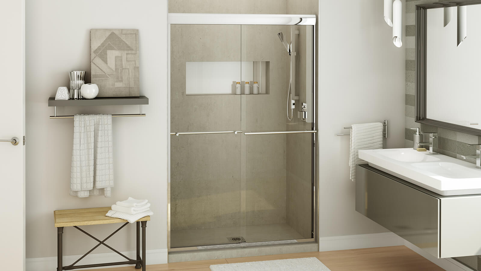 Aura shower door