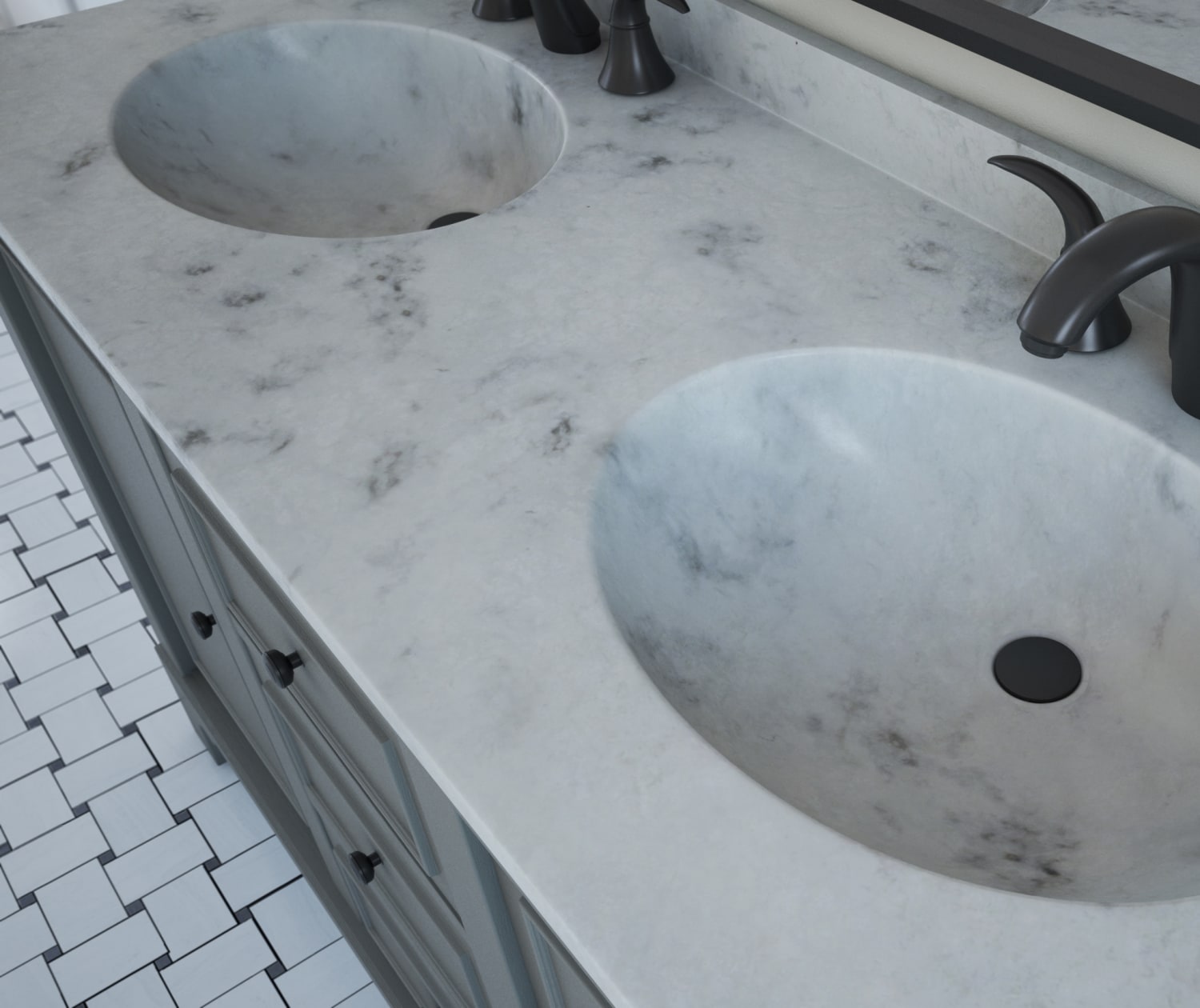 Double Bowl Vanity Top