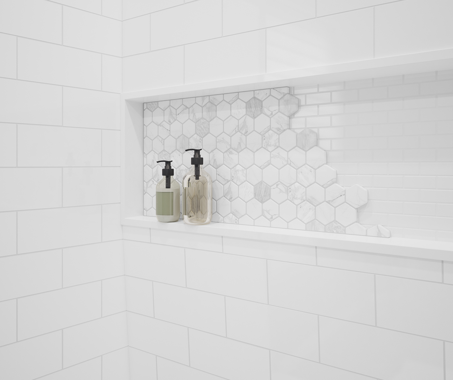 NexTile 6030 DirecttoStud FourPiece Shower Wall Kit in White Wall