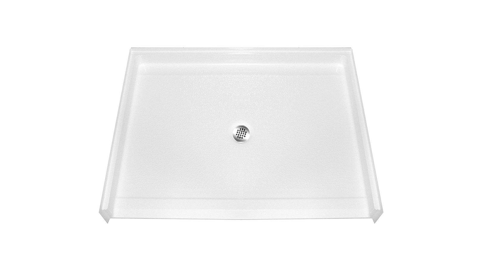 Image of an accessible shower base with a center drain.