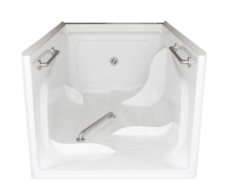 Basic 37 in. x 48 in. x 80 in. AcrylX 1-Piece Shower Kit with Shower Wall  and Shower Pan in White, Center Drain,RHS Seat