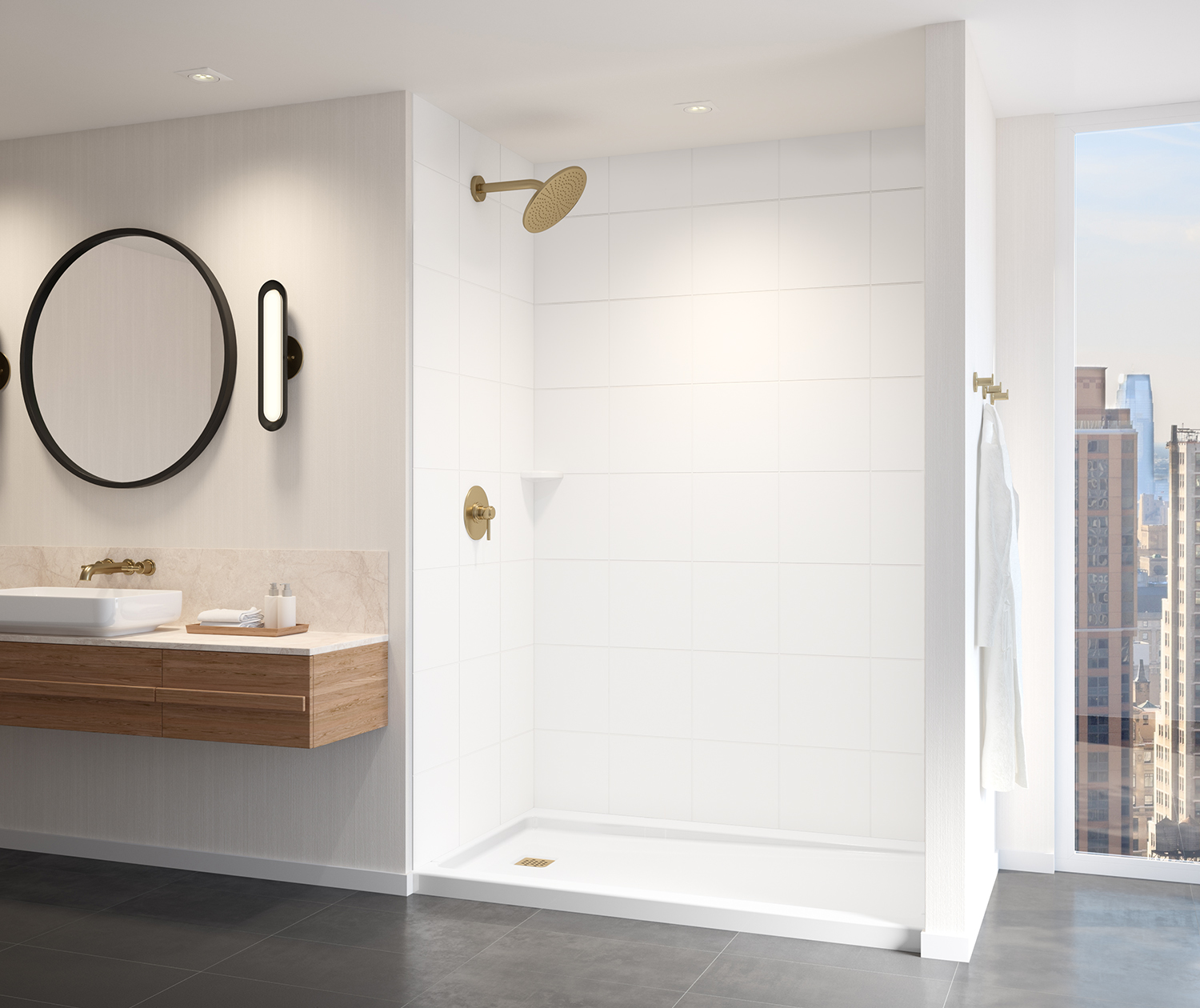 ShowerCast 60 x 36 Porcelain Enamel Alcove Shower Base with LeftHand