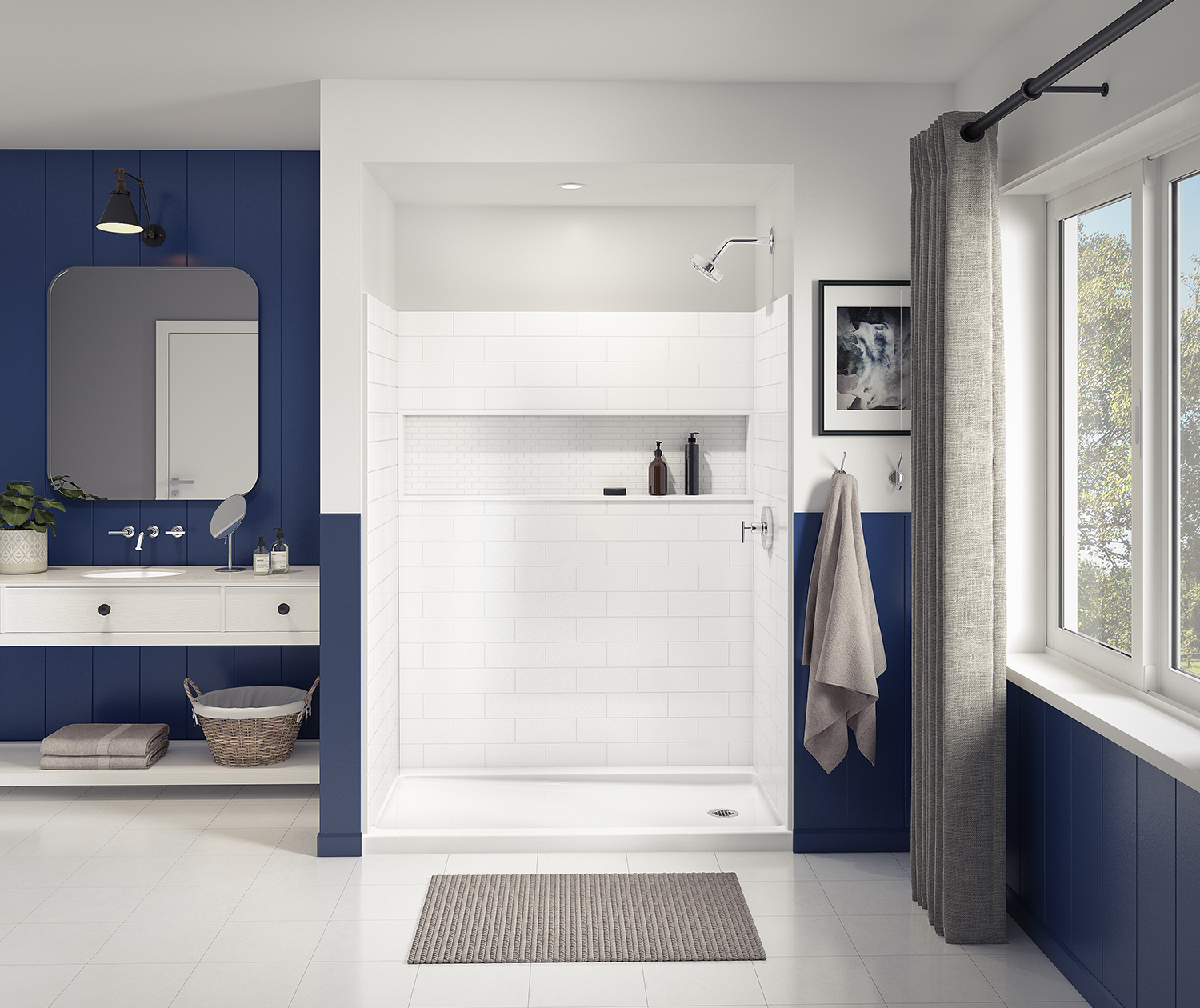 ShowerCast 60 x 34 Porcelain Enamel Alcove Shower Base with LeftHand