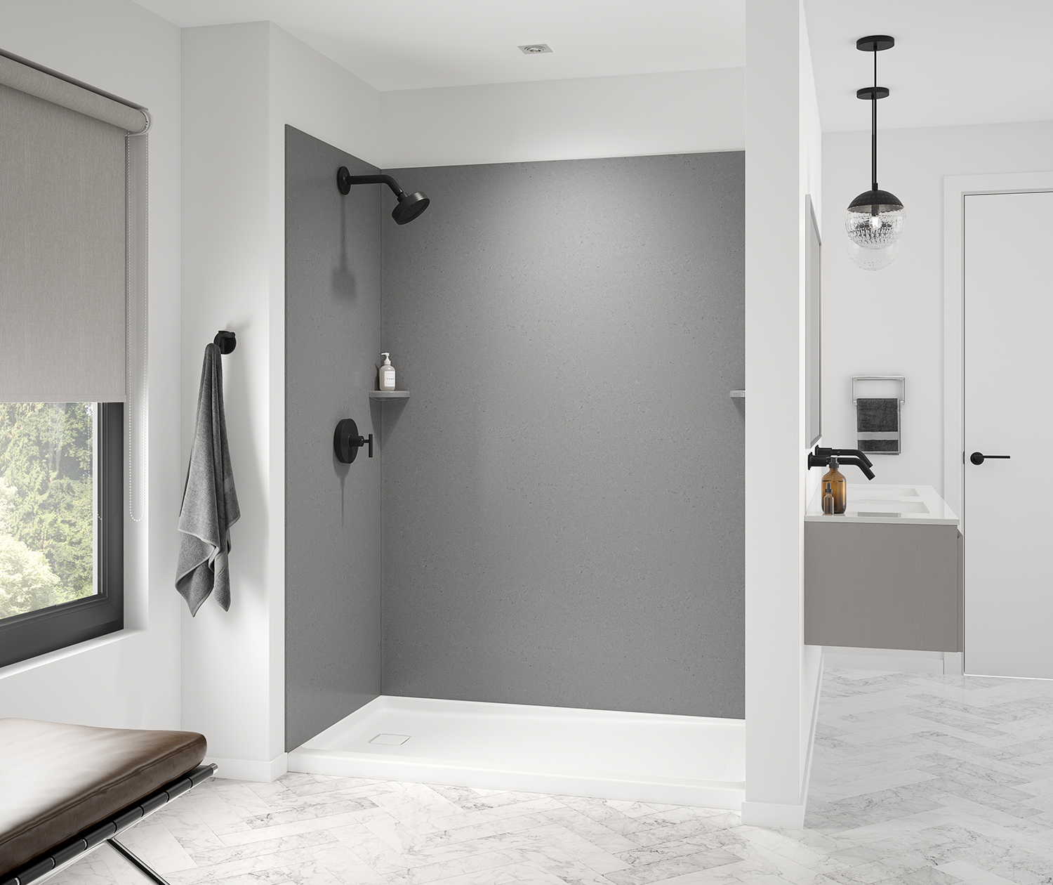 ShowerCast 60 x 34 Porcelain Enamel Alcove Shower Base with RightHand