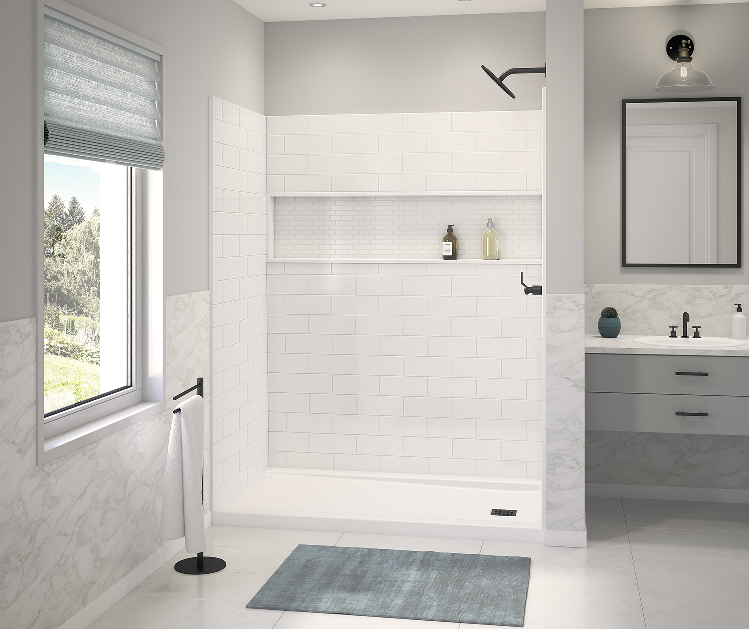 ShowerCast 60 x 34 Porcelain Enamel Alcove Shower Base with RightHand