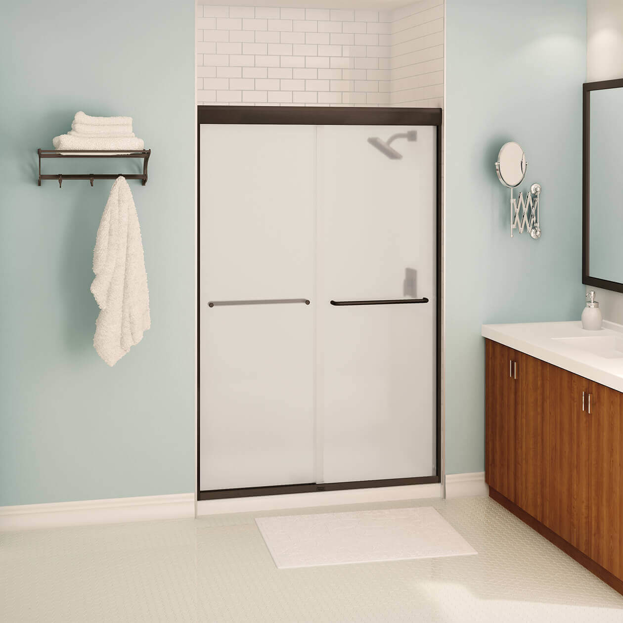 【利益還元祭】開催中！今年最後の大セール Aura 43-47 x 71 in. 6 mm Bypass Shower Door for Alcove ミルク