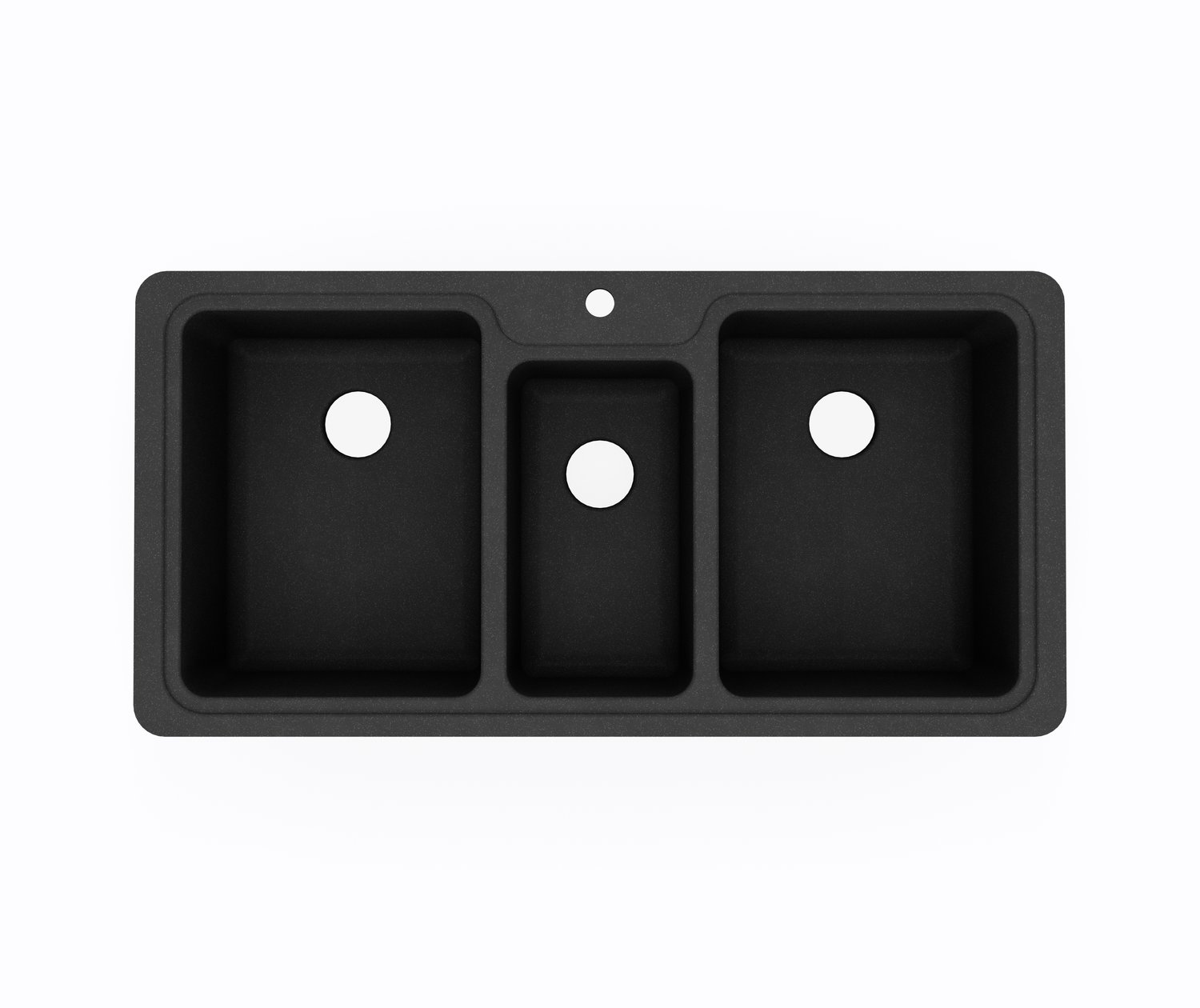 KSTB-4422 22 x 44 Swanstone® Dual Mount Triple Bowl Sink in Black Galaxy