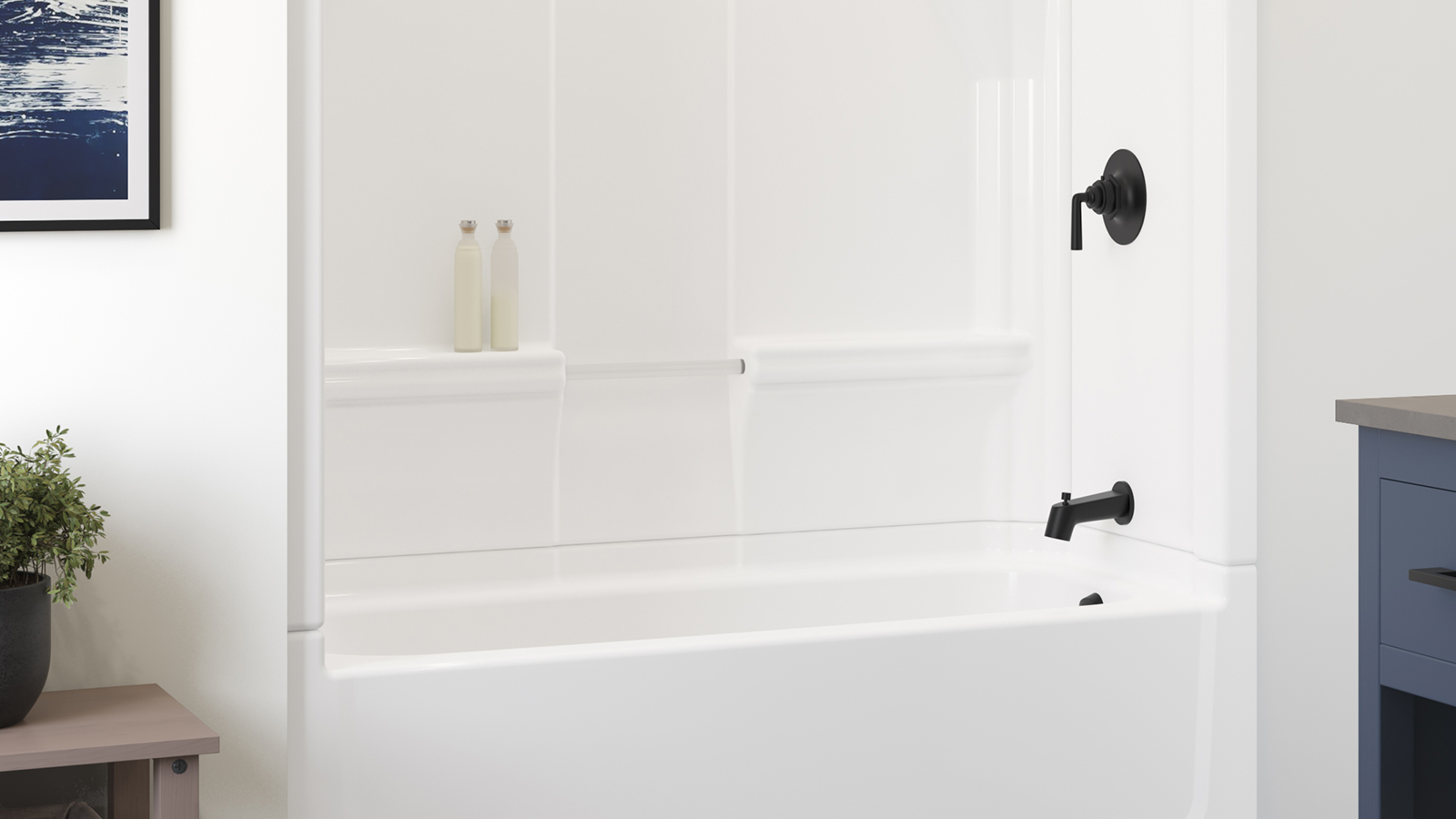 Image of a tub shower combo with EZPin system.