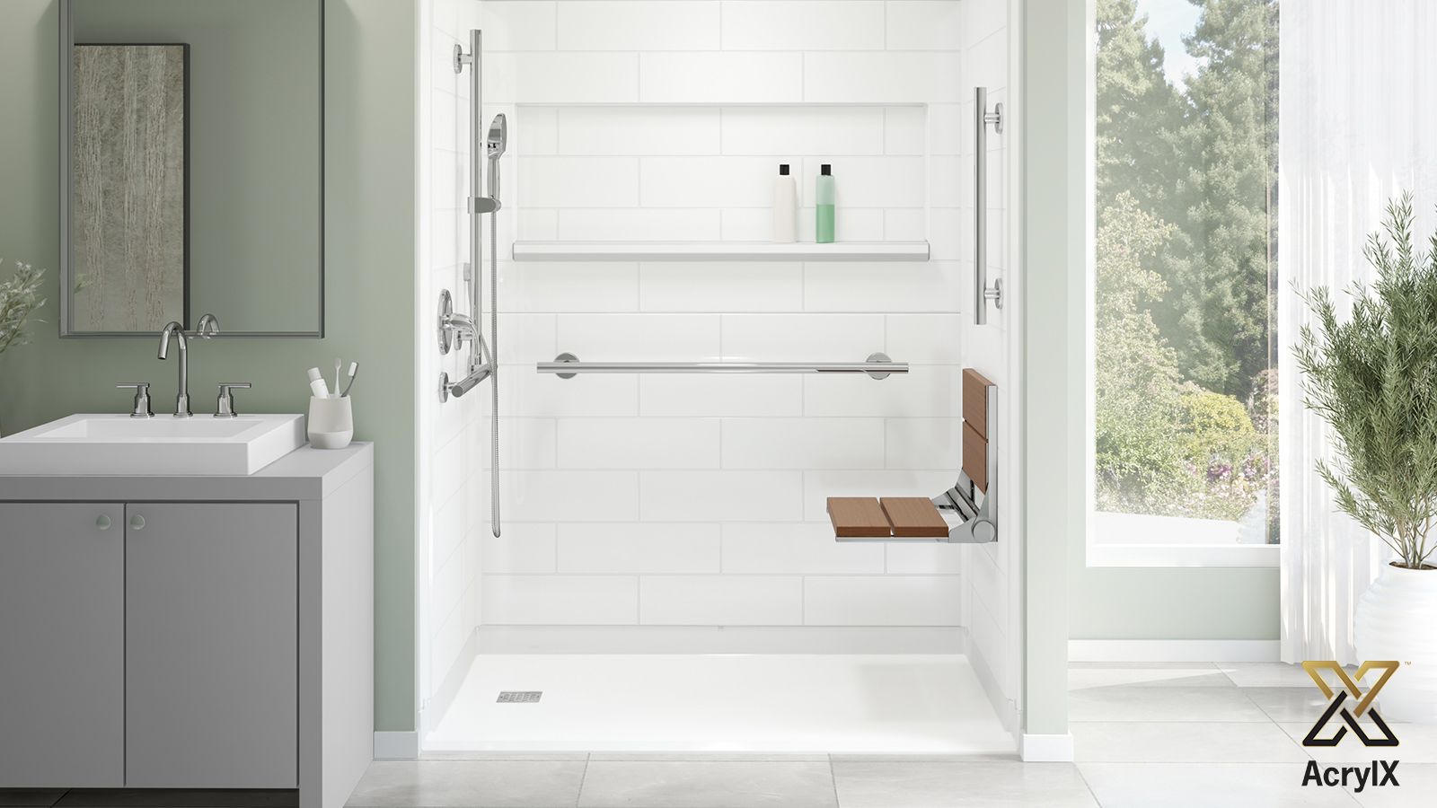 Renovative Bath Systems for low threshold shower pans colors and finishes.