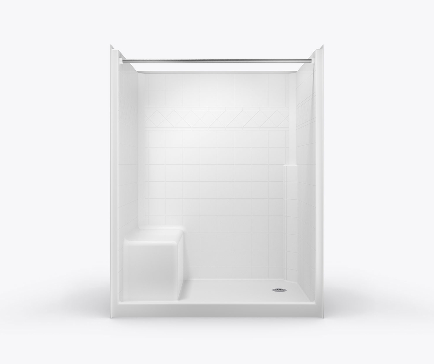 XST 6039 SH MS AcrylX Alcove OnePiece Shower with Right Hand Drain in