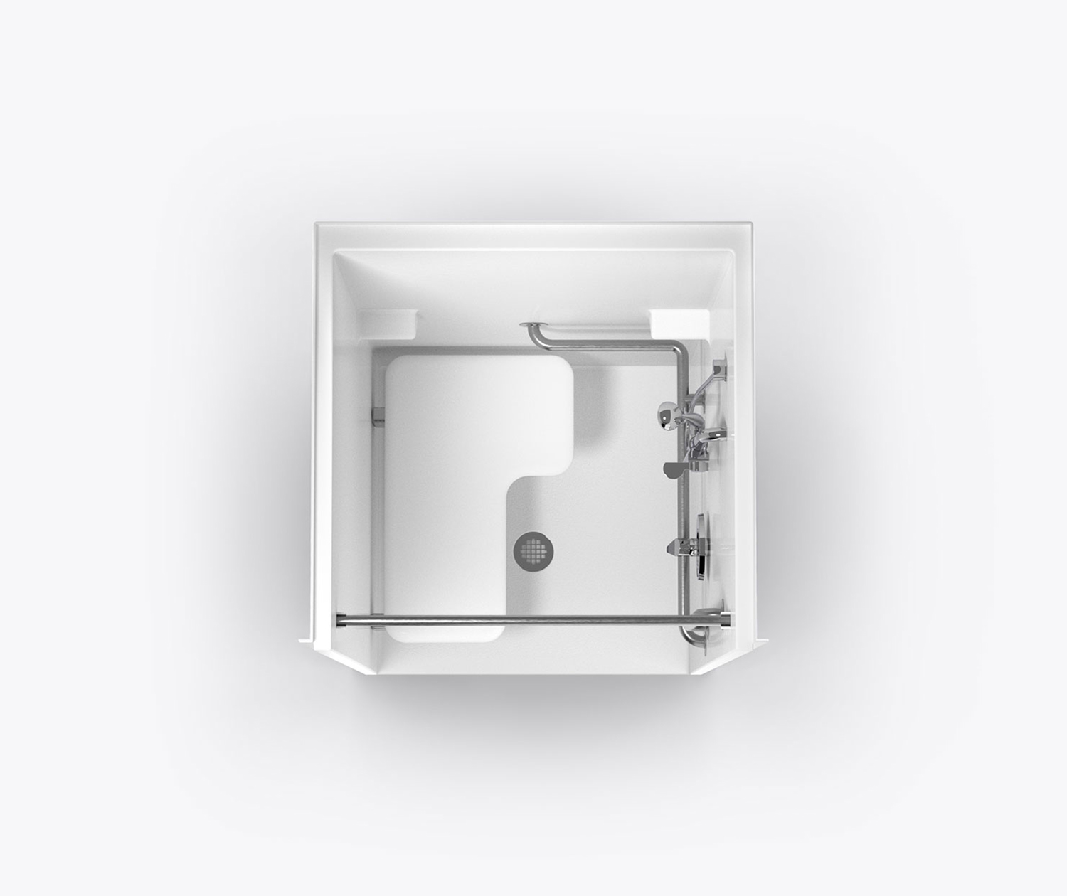 SSS 3682 BF RRF Solid Surface Alcove One-Piece Shower with Center Drain in  White Granite