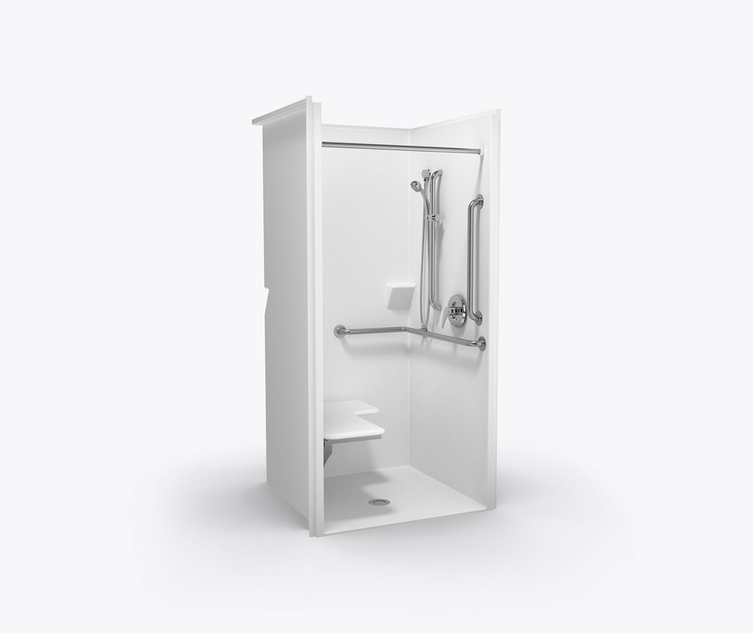 SSS 3682 BF RRF Solid Surface Alcove One-Piece Shower with Center 