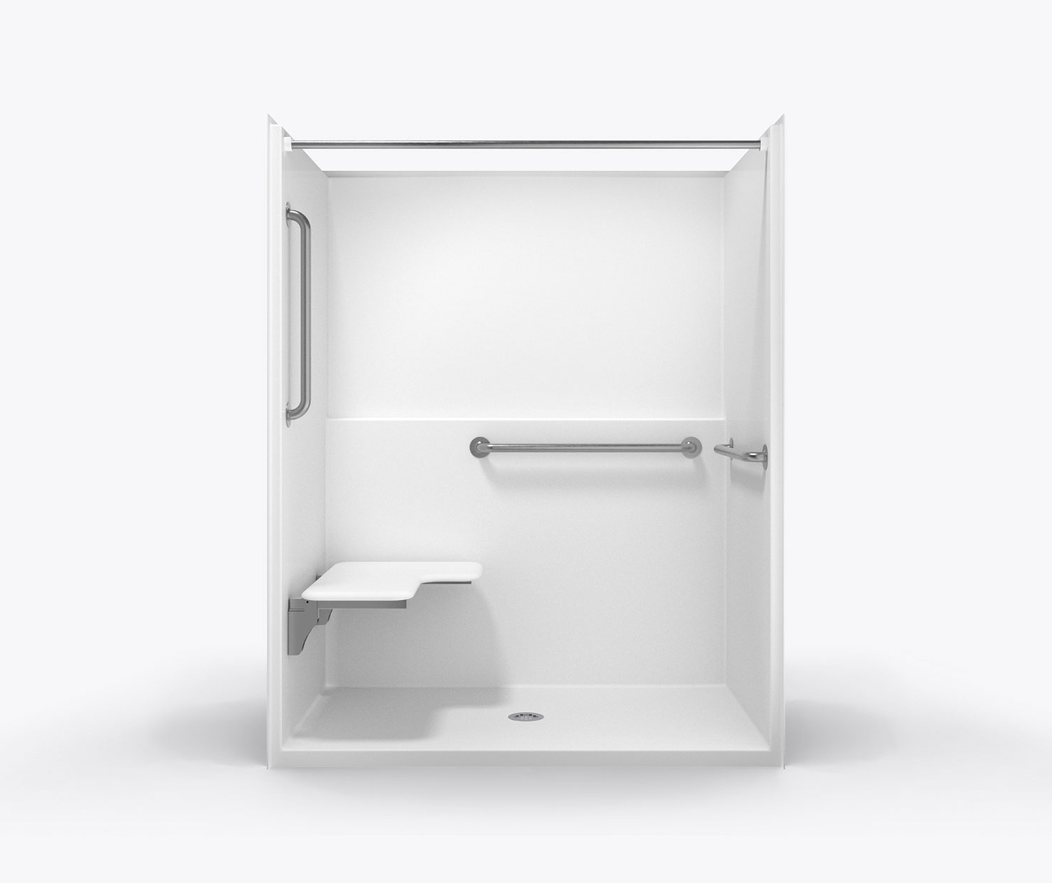 SSS 6036 BF Solid Surface Alcove One-Piece Shower with Center 