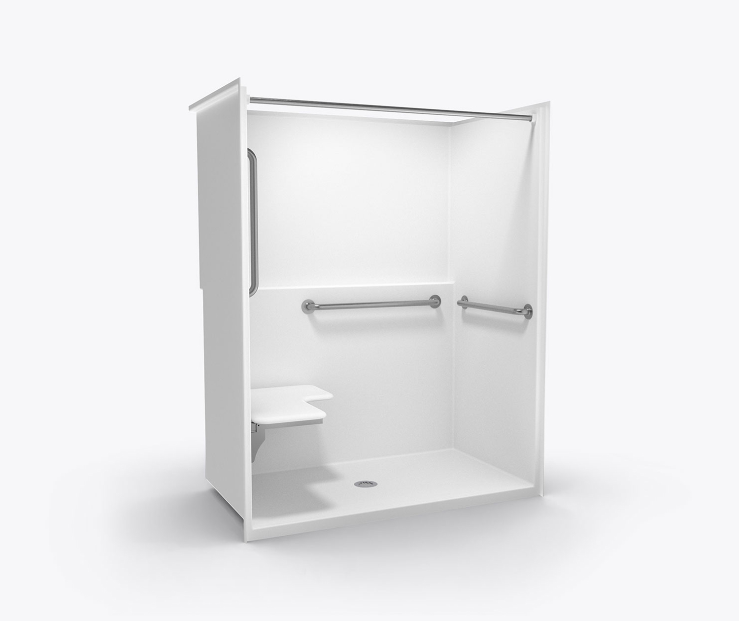 SSS 6036 BF Solid Surface Alcove One-Piece Shower with Center 