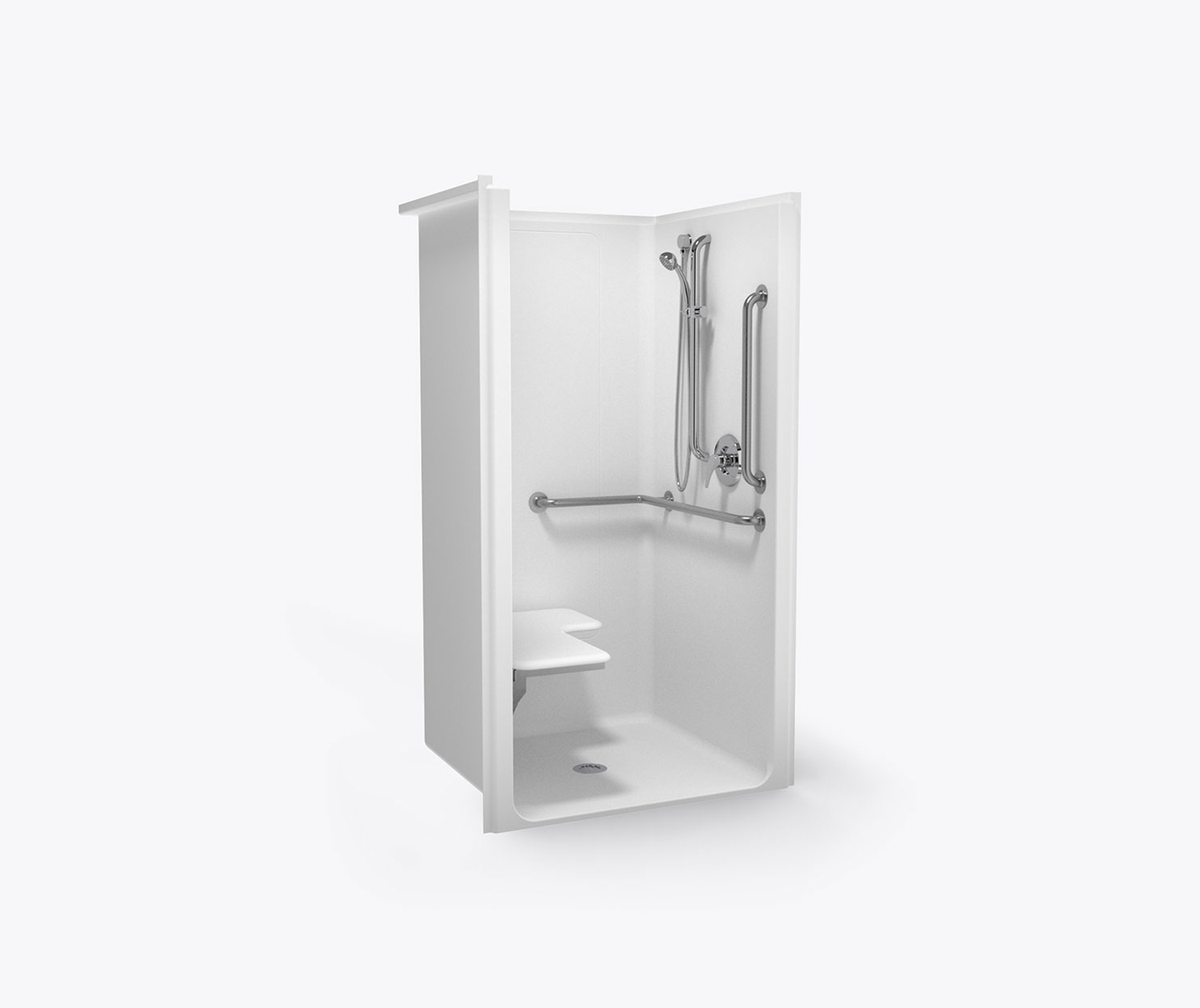 XSA 4136 BF OT Acrylic Alcove One-Piece Shower with Center Drain in Biscuit  | Shower